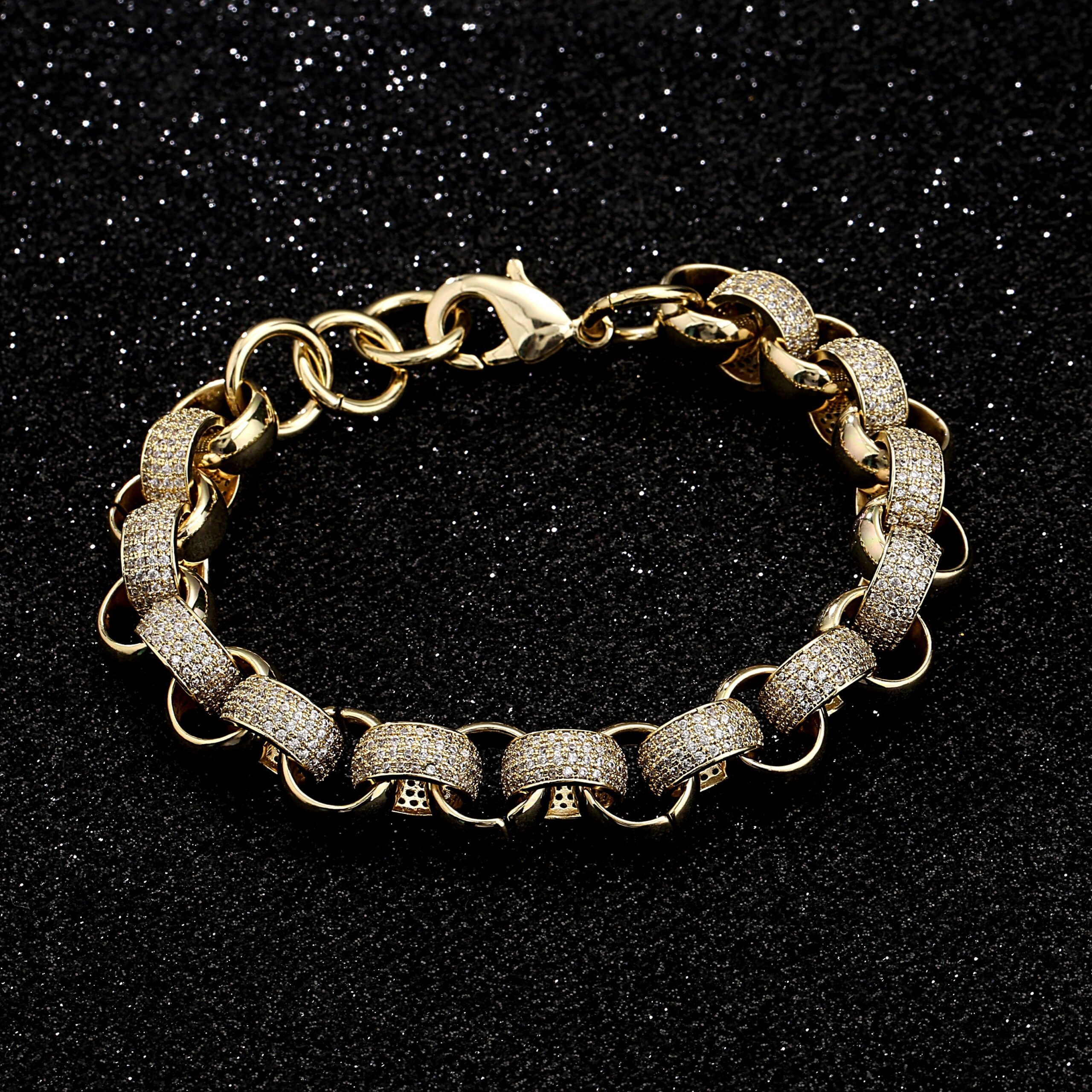 12mm Gold Iced Out Bracelet