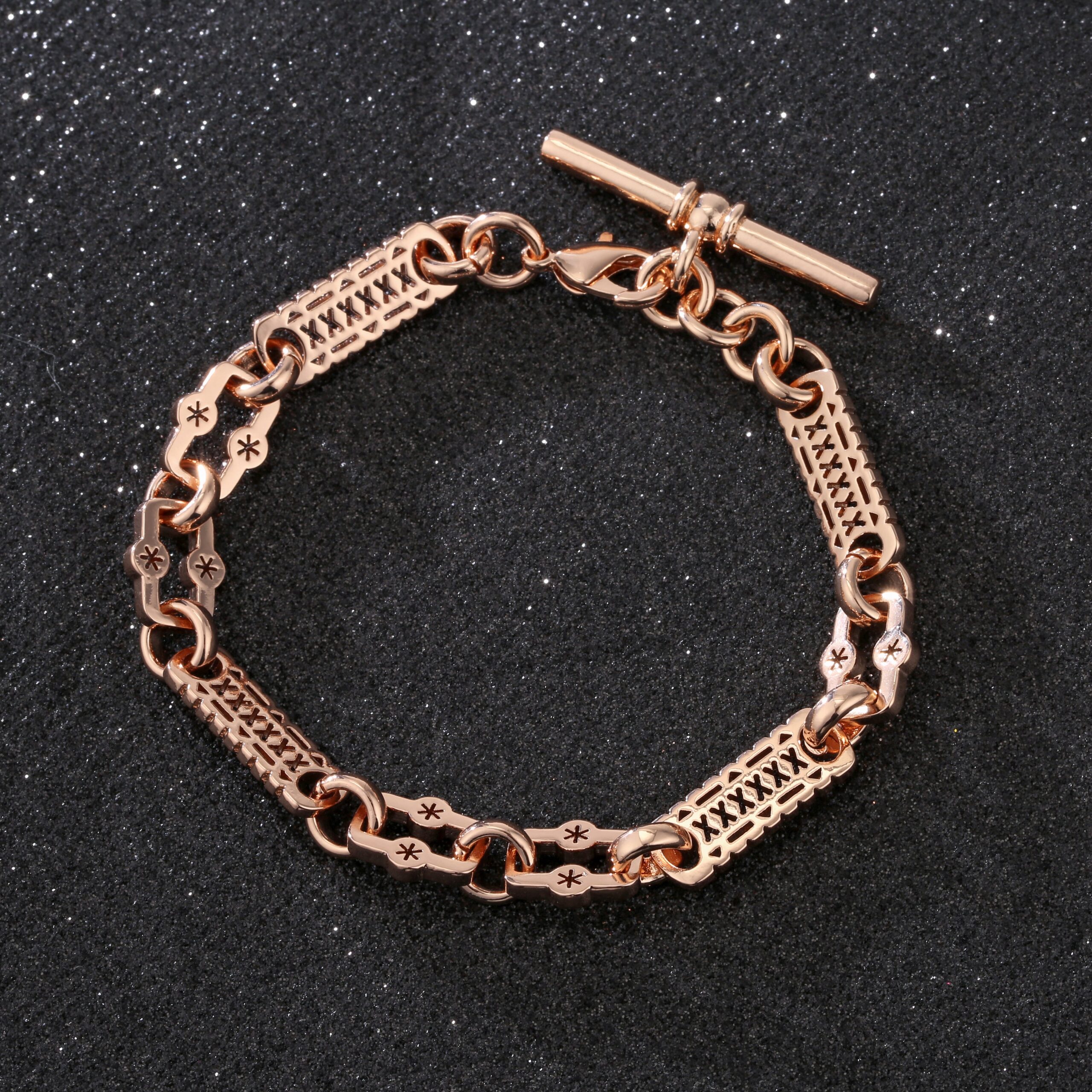 Rose Stars and Bars T-Bar Bracelet