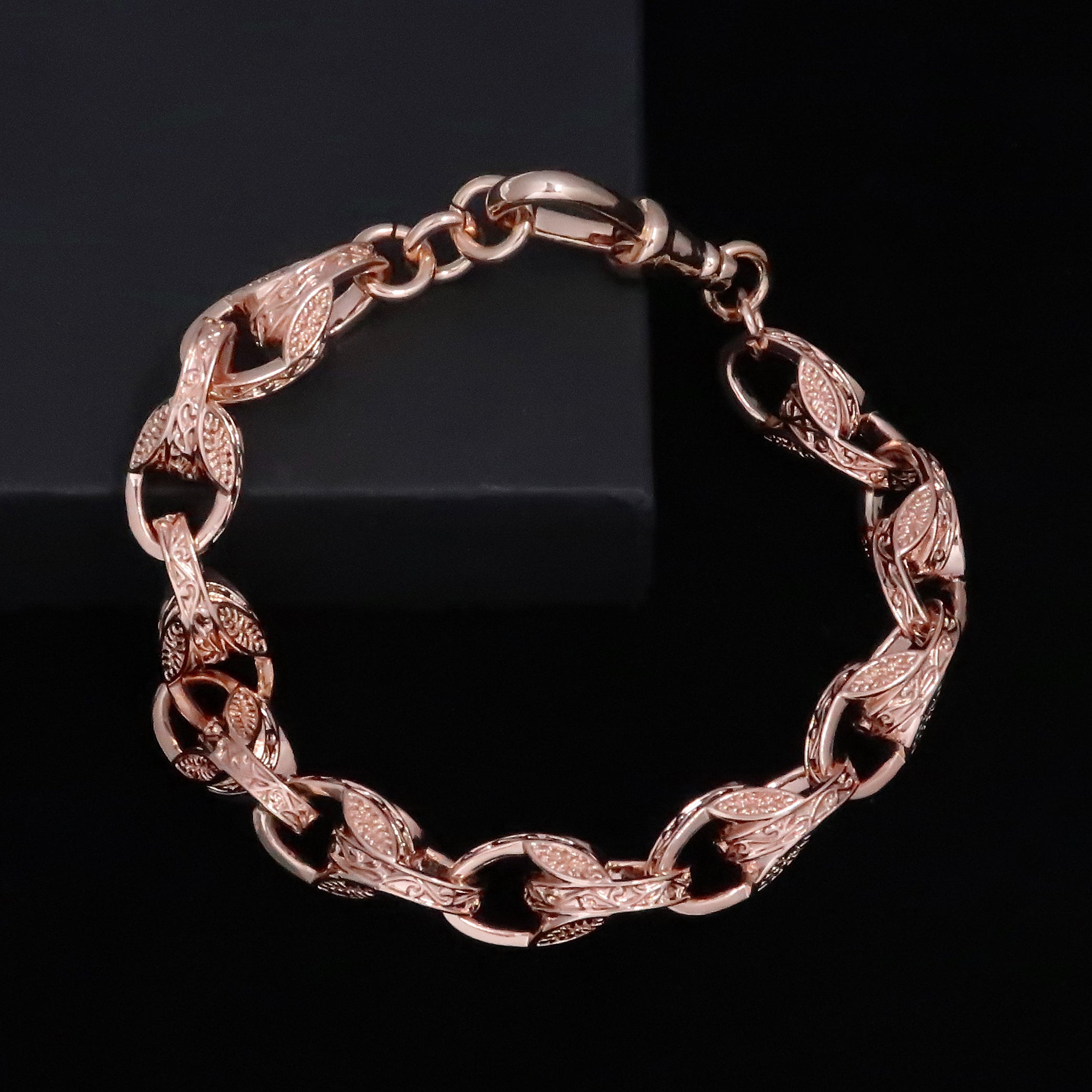 Rose Gold 10mm Tulip Bracelet with Luxury Albert Clasp
