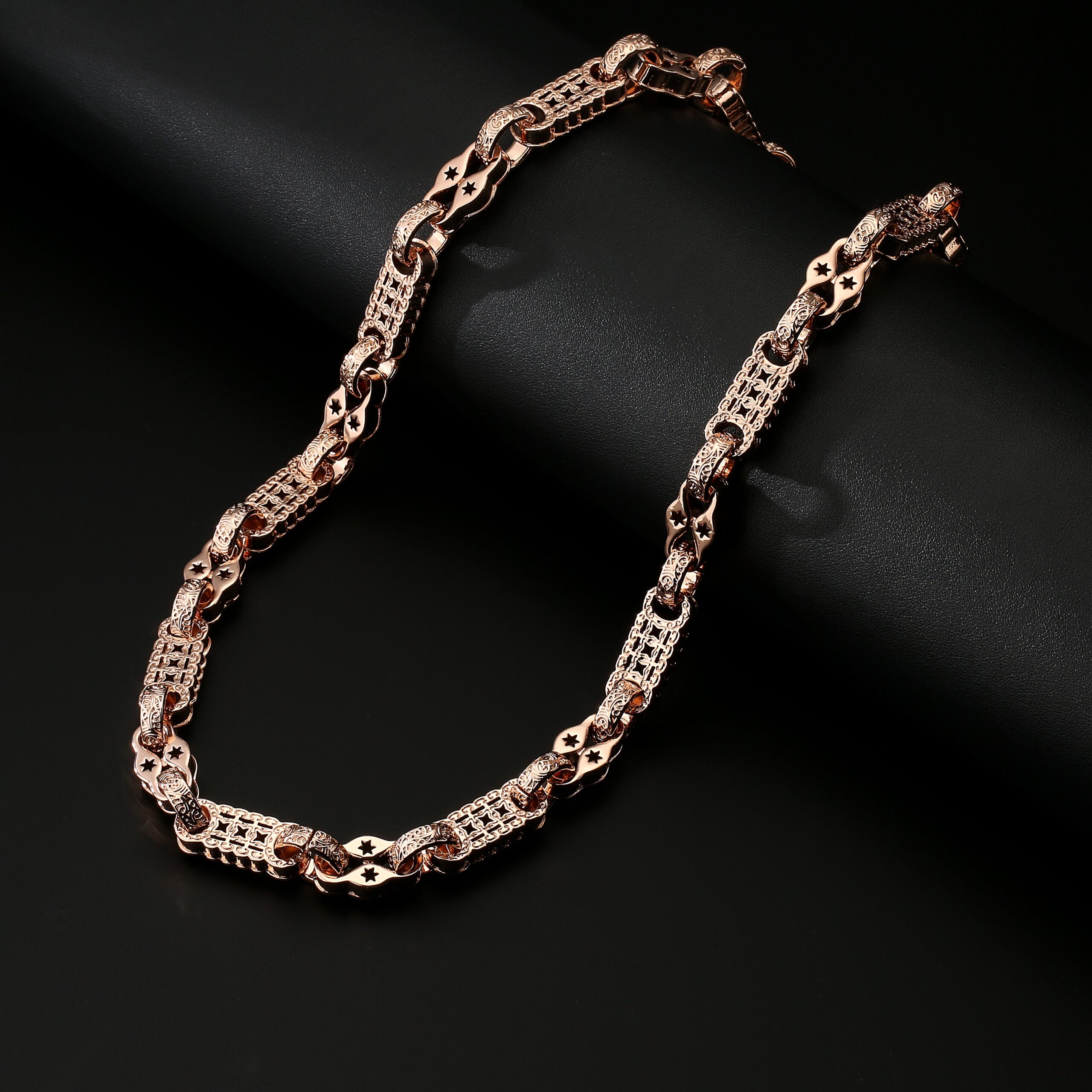 3D Rose Gold Stars and Bars Chain