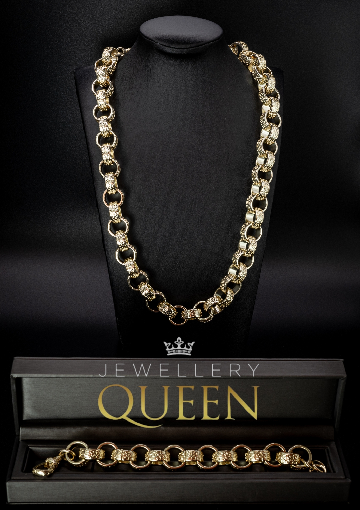 9ct Gold-Filled Premium 15mm Belcher Set with Albert Clasp