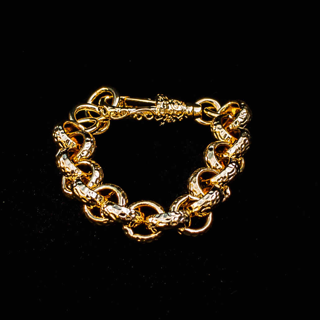 12mm Premium Gold-Filled Belcher Bracelet with Albert Clasp