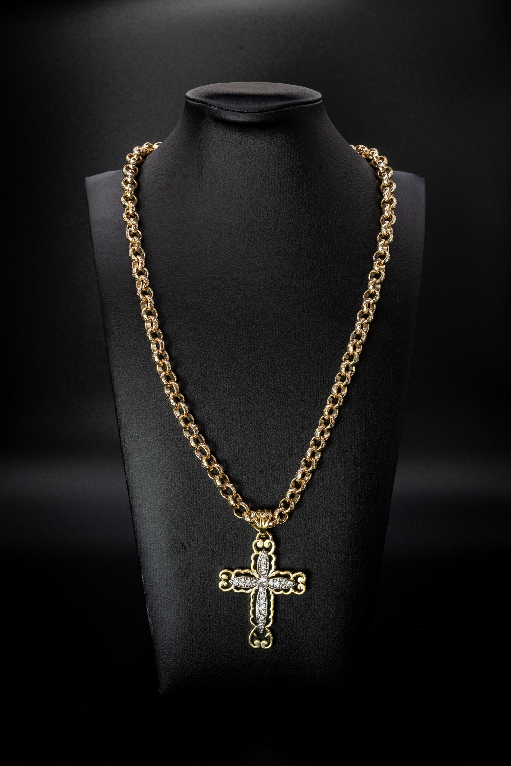 Premium Gold-Filled Cross with 8mm Belcher Chain