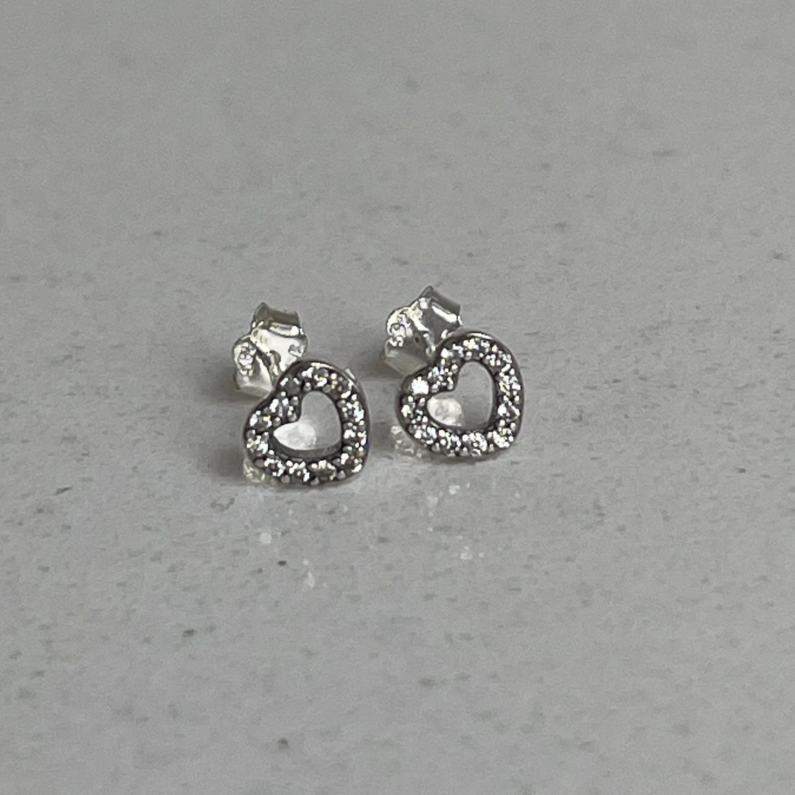 Sterling Silver Hollow Heart Stud Earrings – Boxed