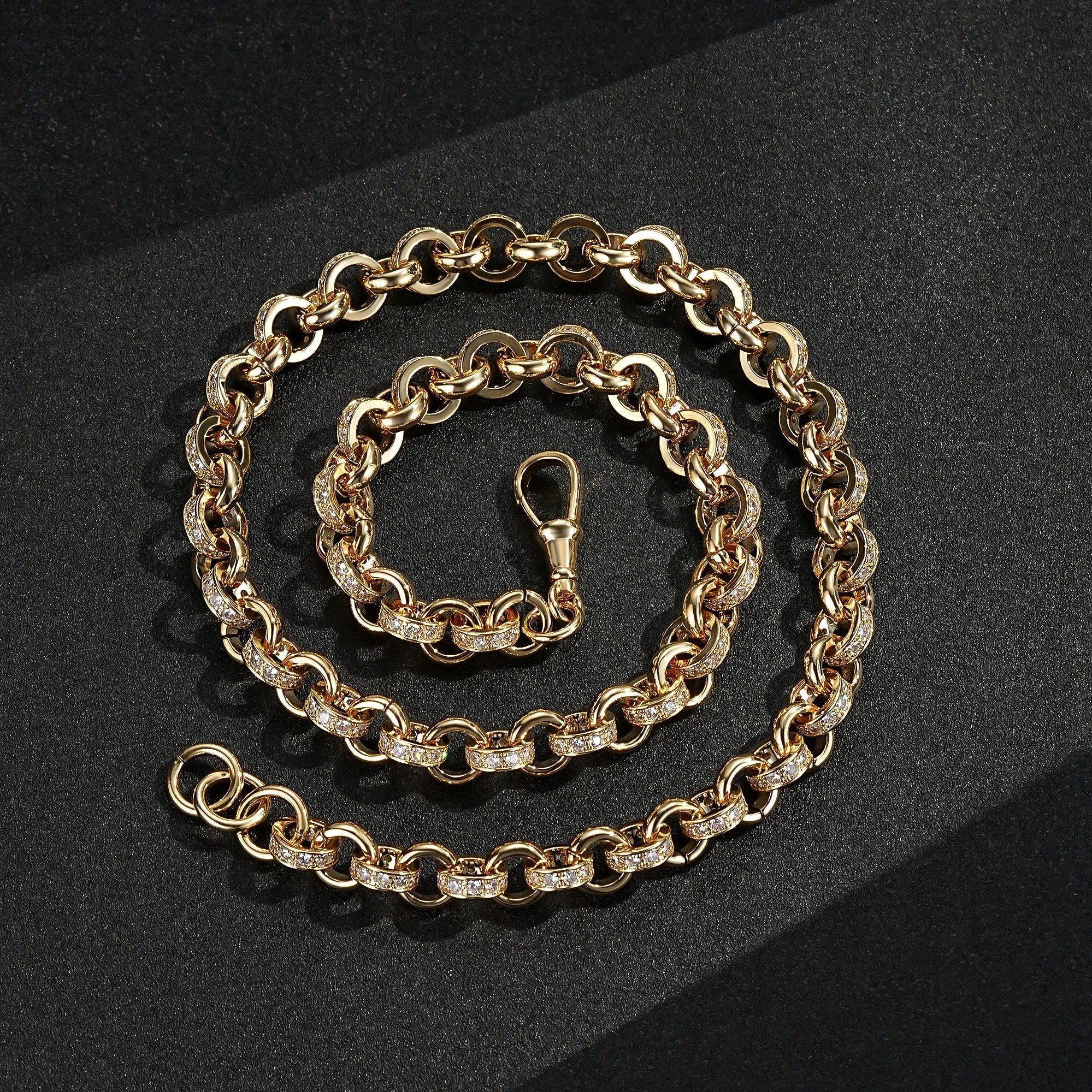10mm Gold-Filled Alternate Pattern Belcher Necklace with Stones