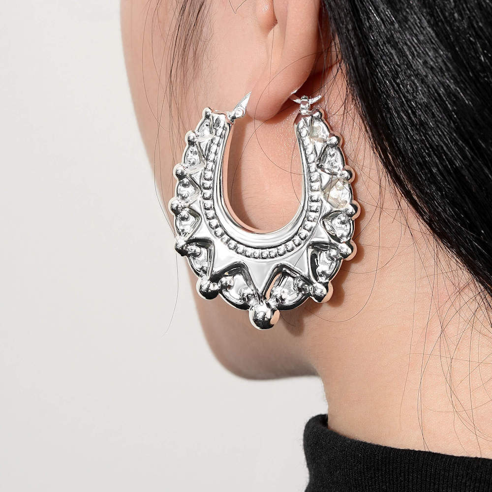 Large 48mm Silver Creole Hoop Earrings