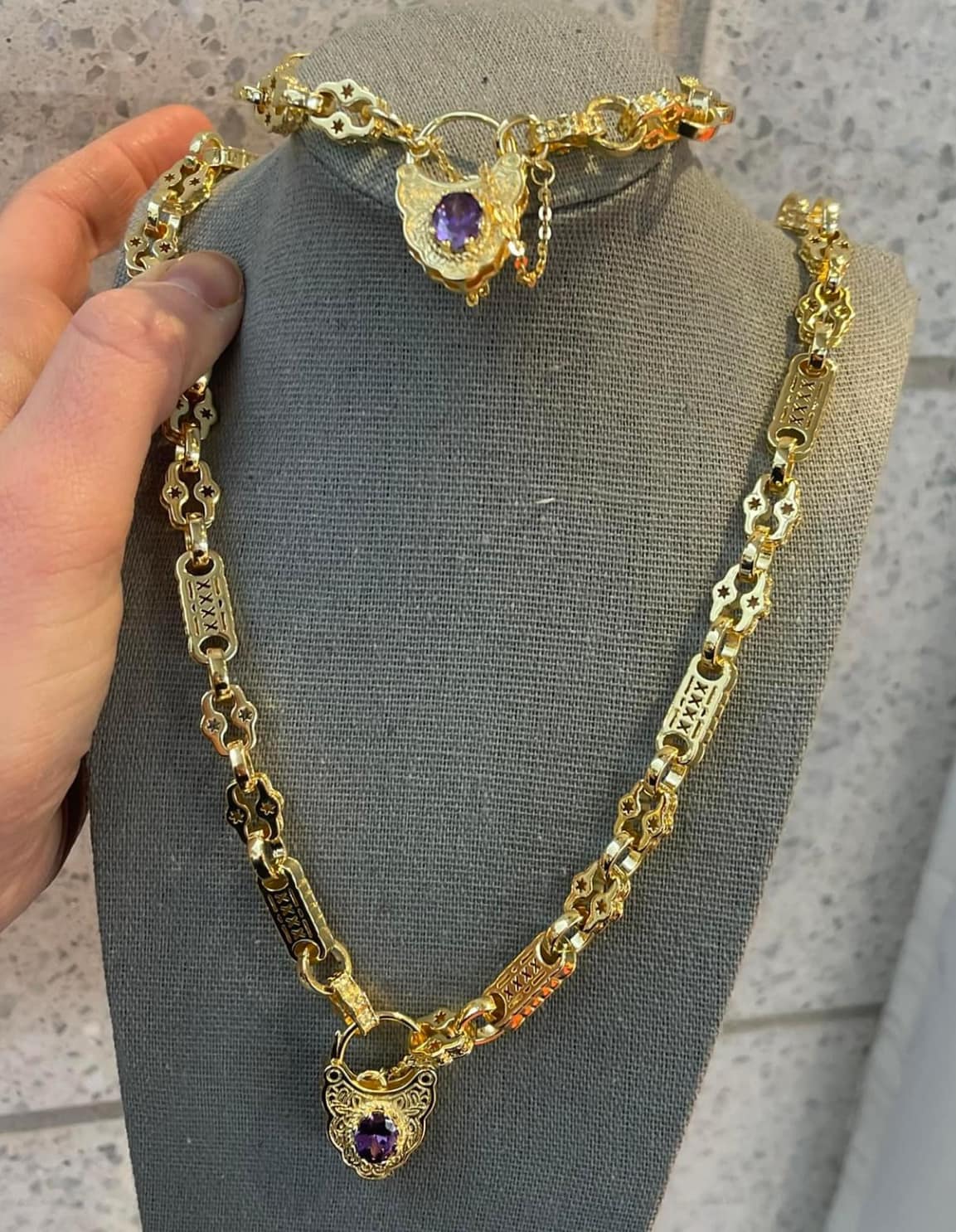 Medium Premium Gold-Filled Stars and Bars Necklace set