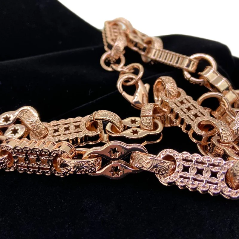 12mm Stars and Bars Premium Rose Chunky Necklace