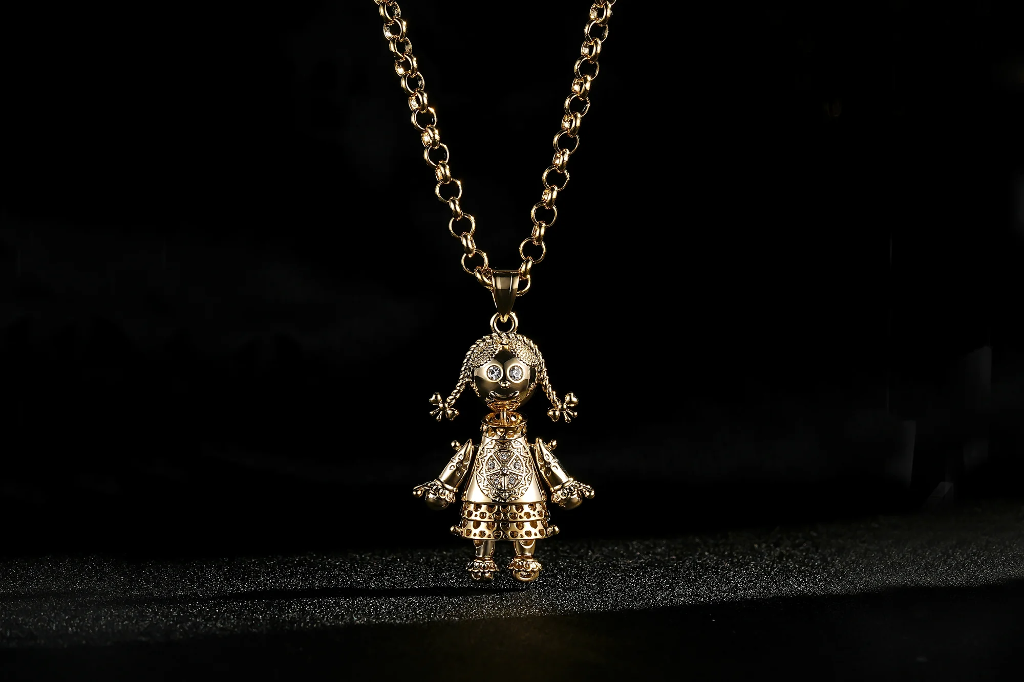 New Ragdoll Pendant with Silver Stones – 22 Inch 4mm Belcher Chain