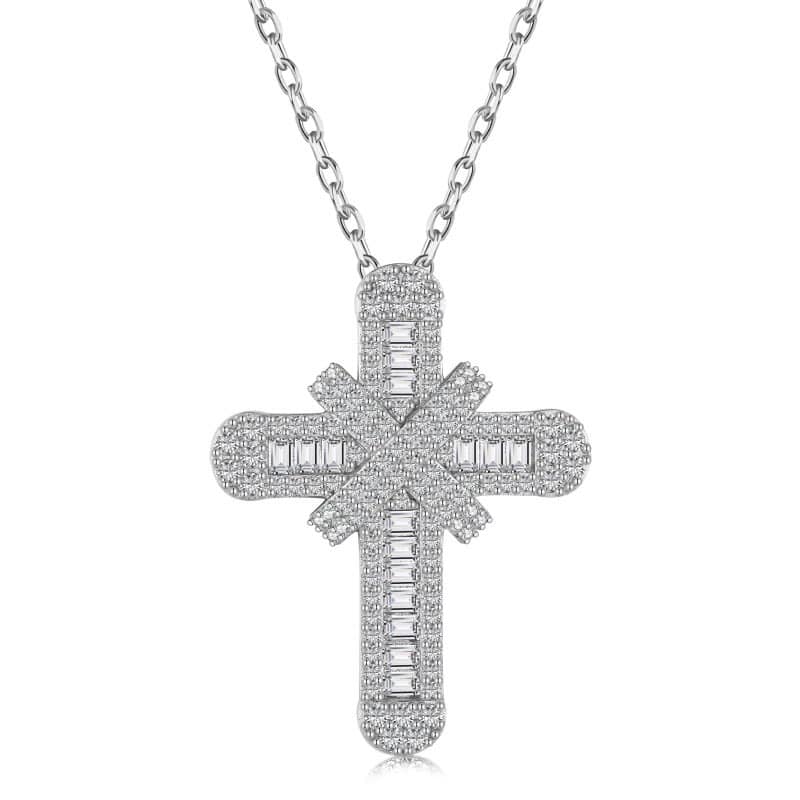 Sterling Silver Iced Out Cross Pendant