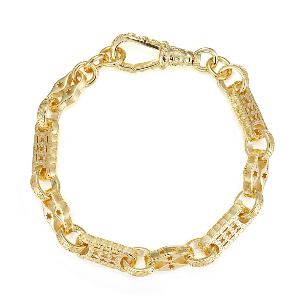 6mm Luxury Stars and Bars Patterned Bracelet with Albert Clasp