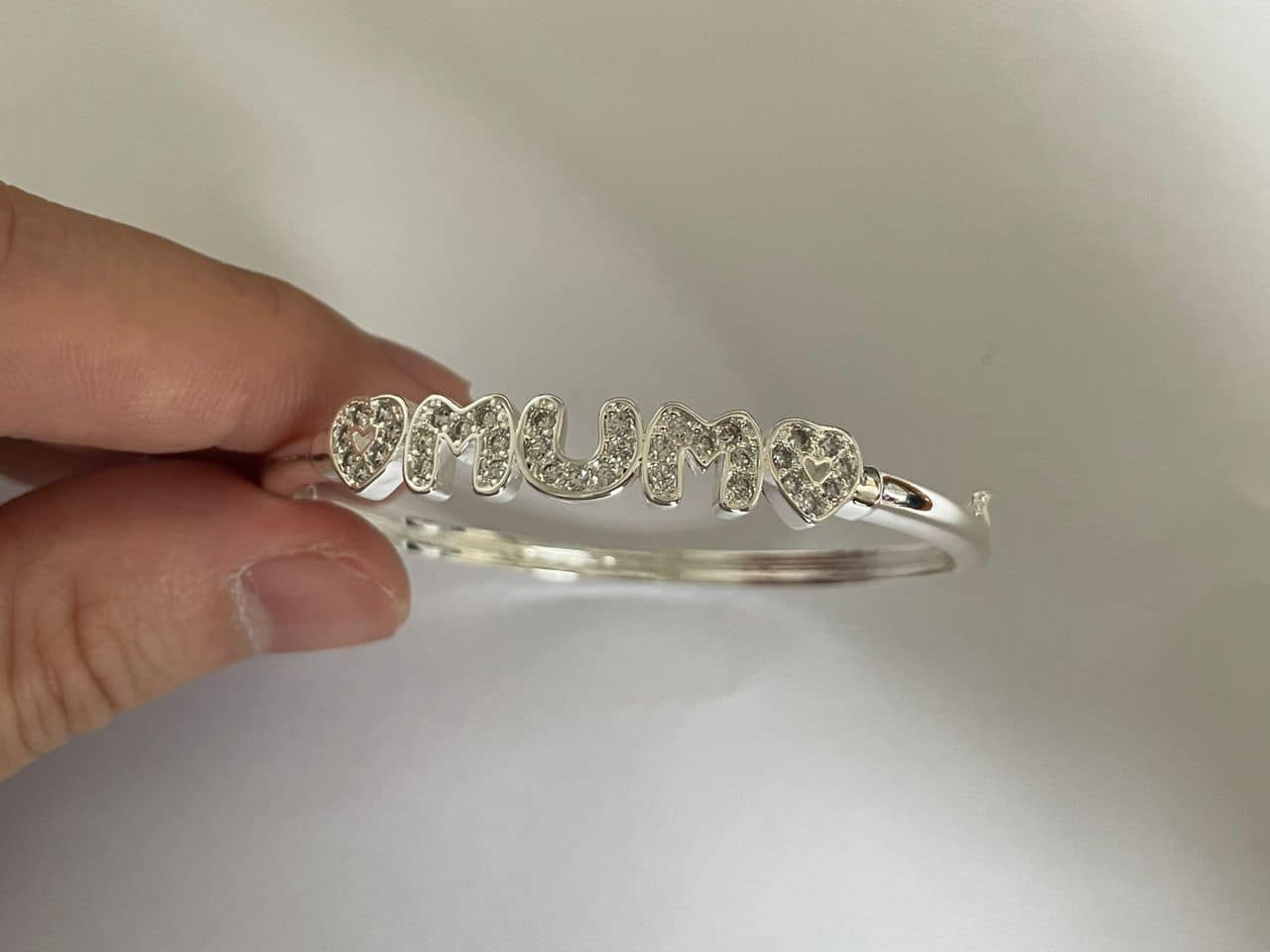Silver Mum Bangle – Rhodium Plated
