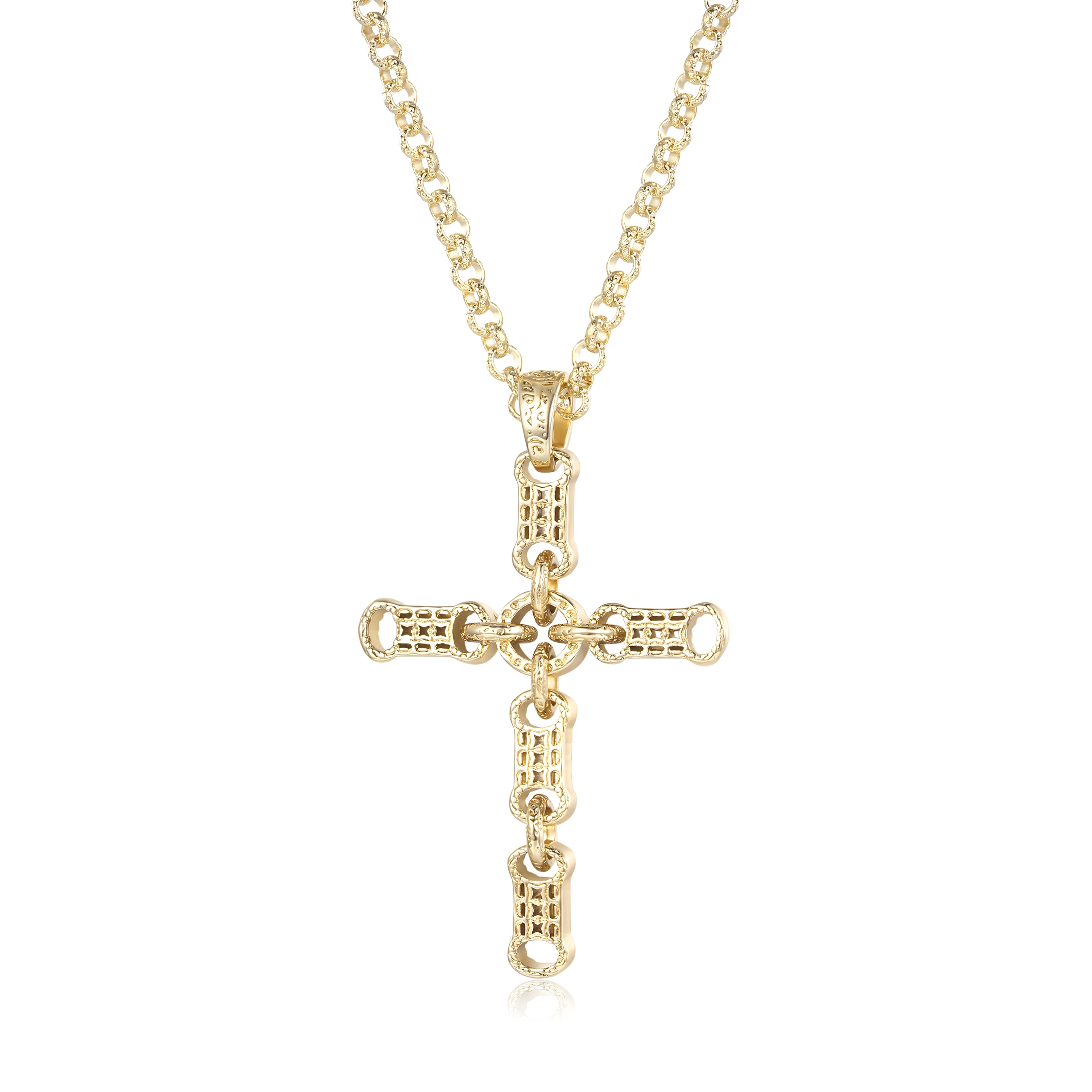 Gold-Filled Premium Stars and Bars Cross Pendant