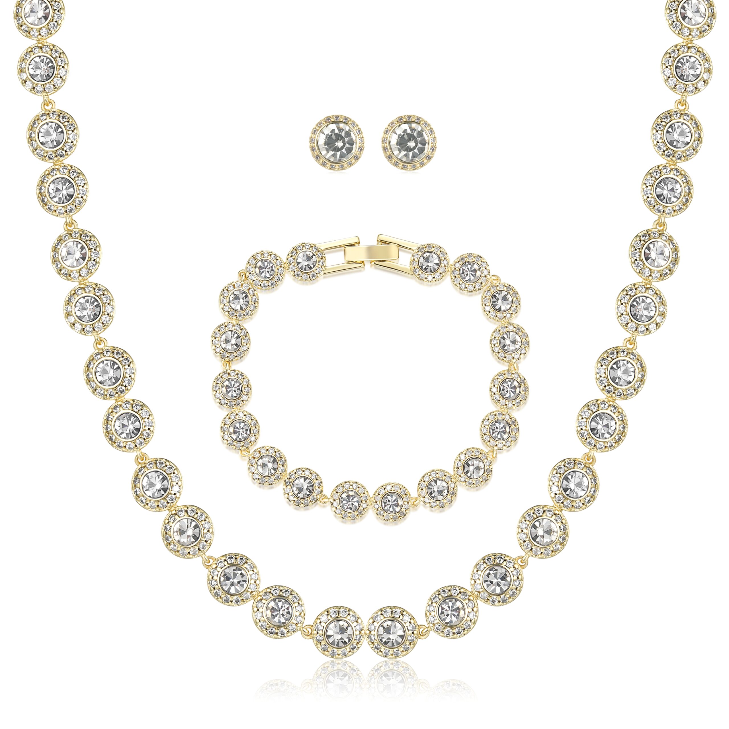 Premium Gold and White Stone Tennis Set