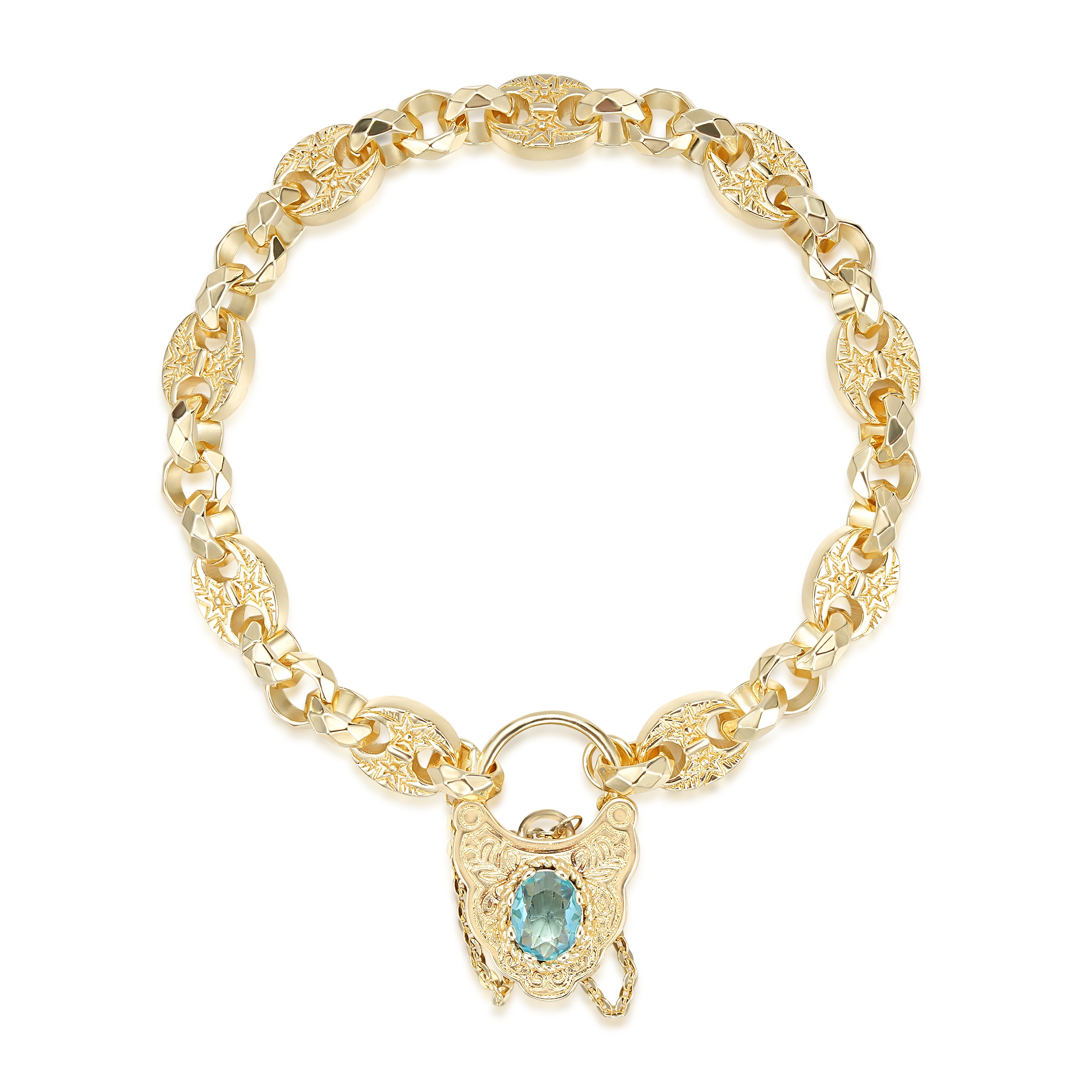 Premium Gold-Filled Petite Button Bracelet – Aquamarine Stone