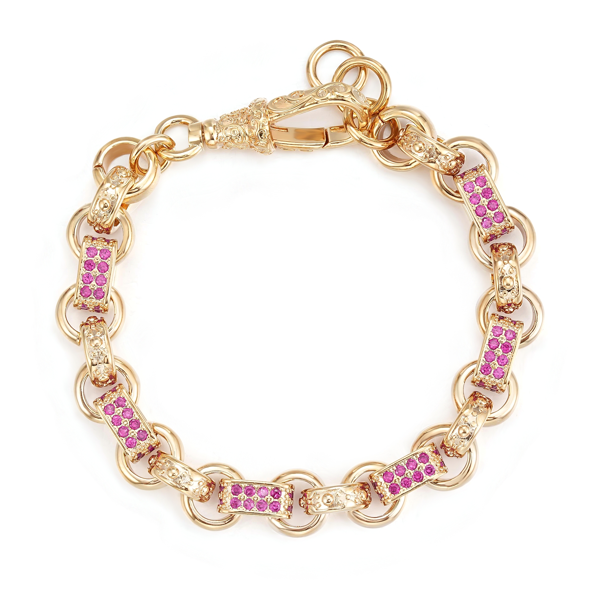 Premium 9ct Gold-Filled Bright Pink Gypsy Link Bracelet