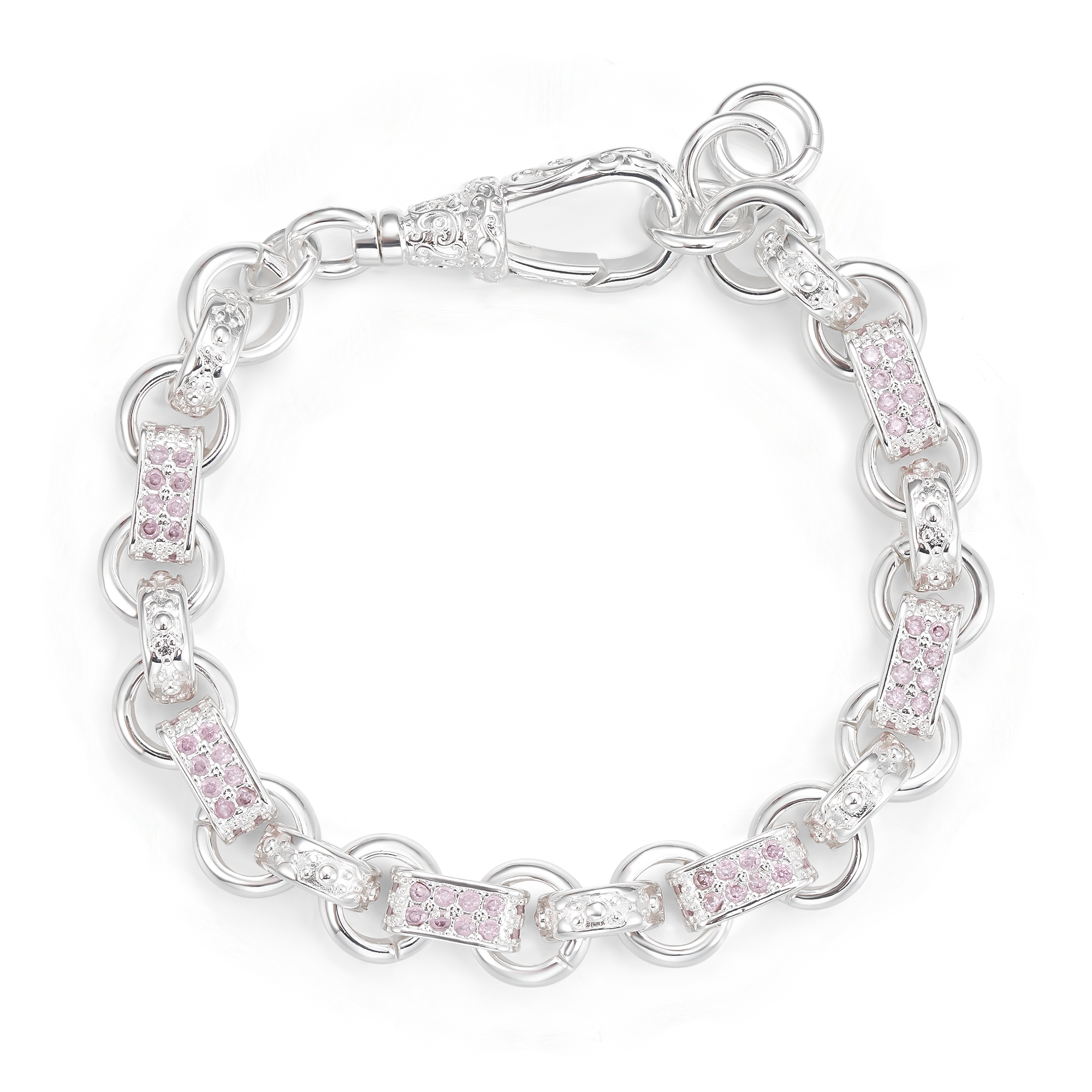 Premium Silver-Baby Pink Gypsy Link Bracelet