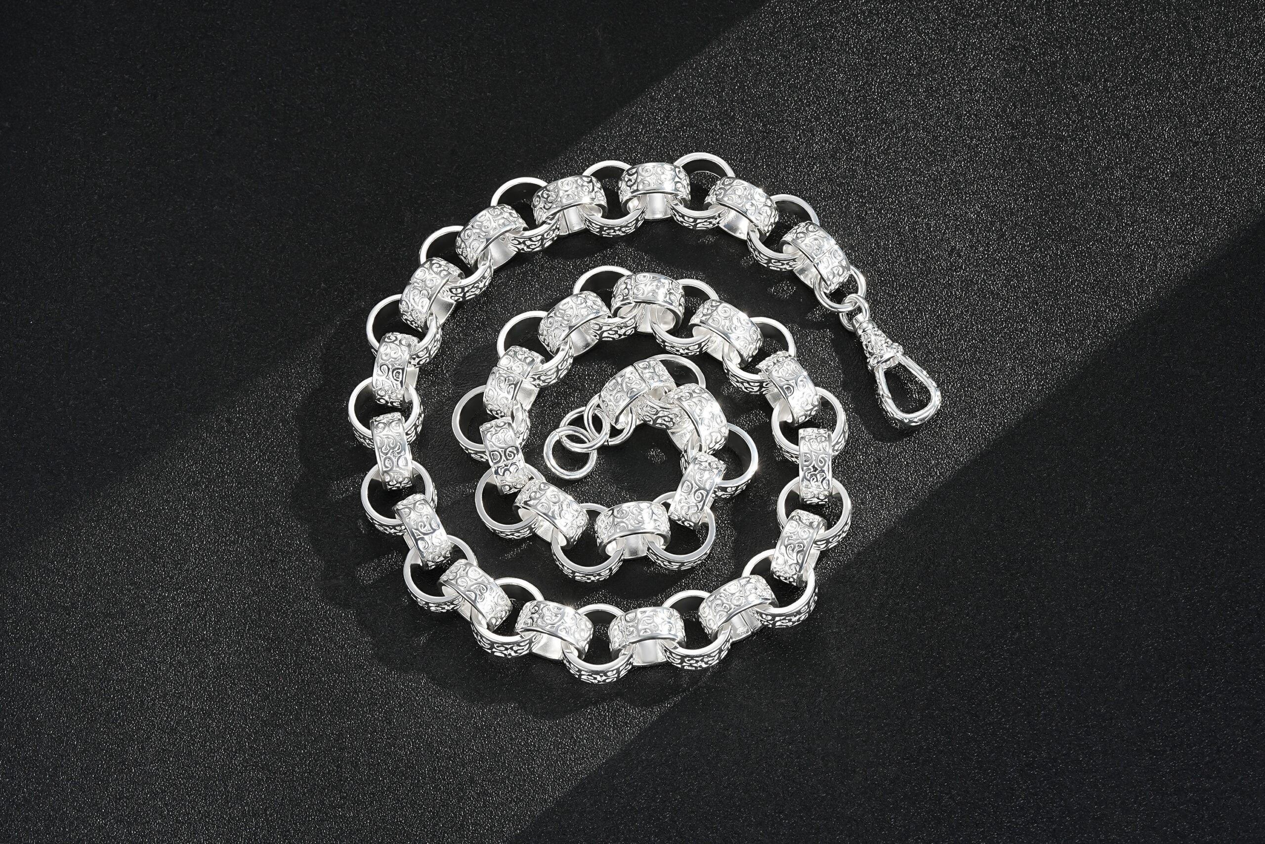 15mm Embossed Silver Belcher Necklace