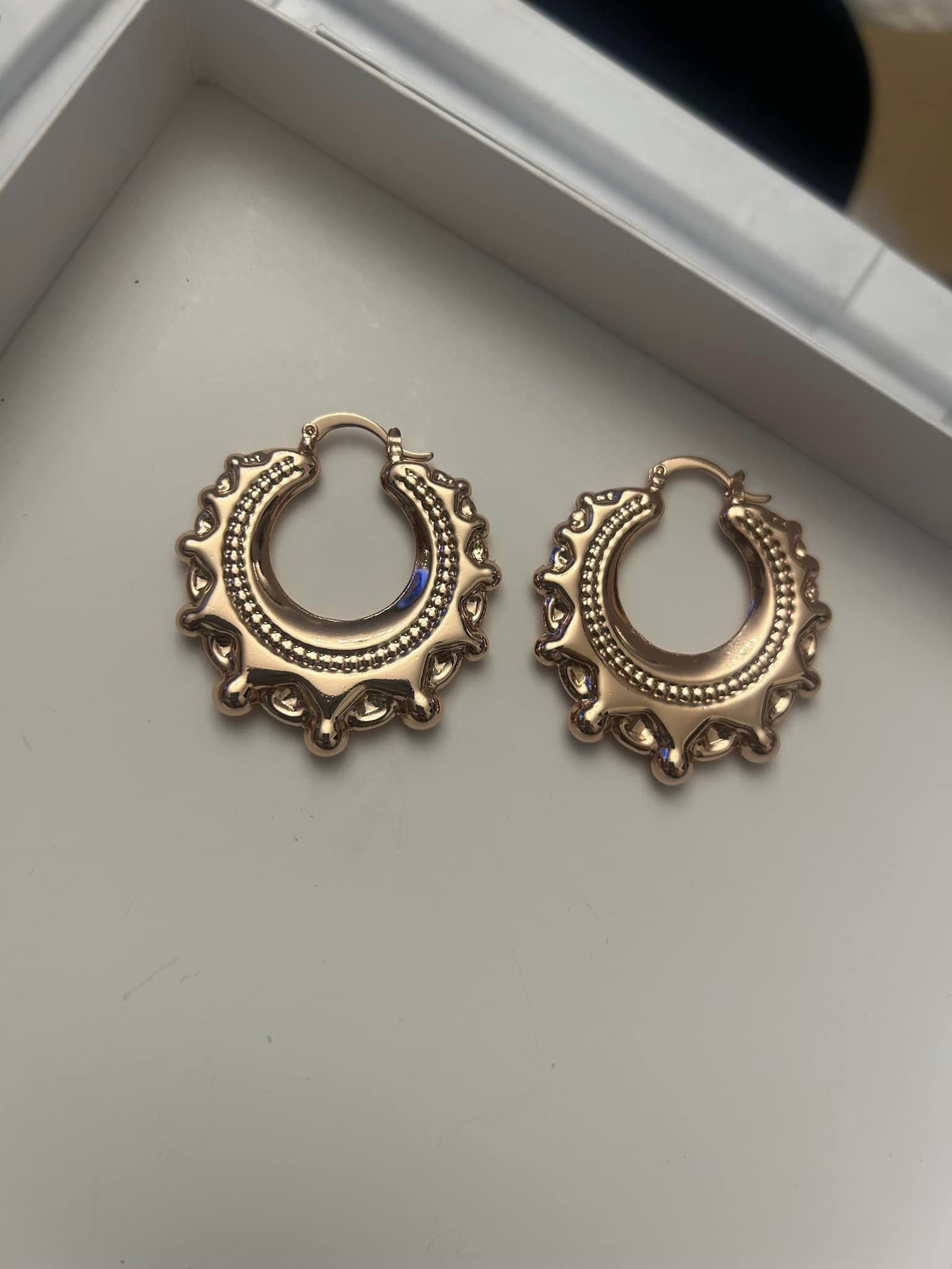 4cm Rose Gold Round Creole Earrings