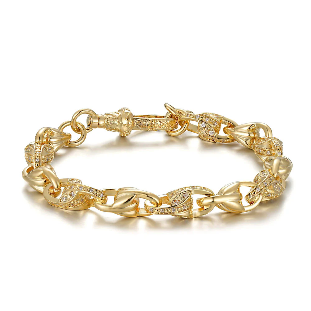 10mm Gold Tulip Bracelet with Stones