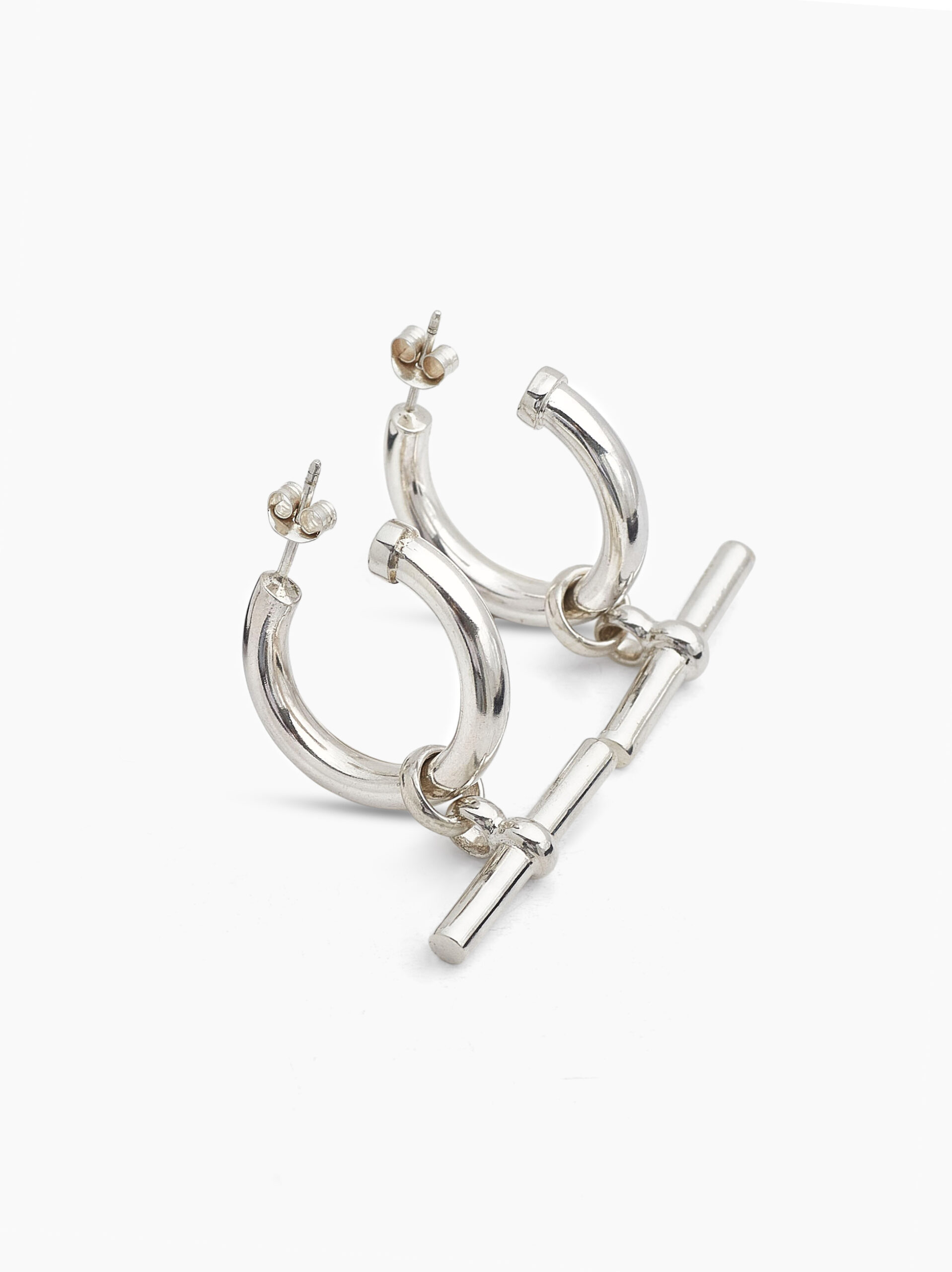 New T-Bar Hoops – Small/Medium – Silver