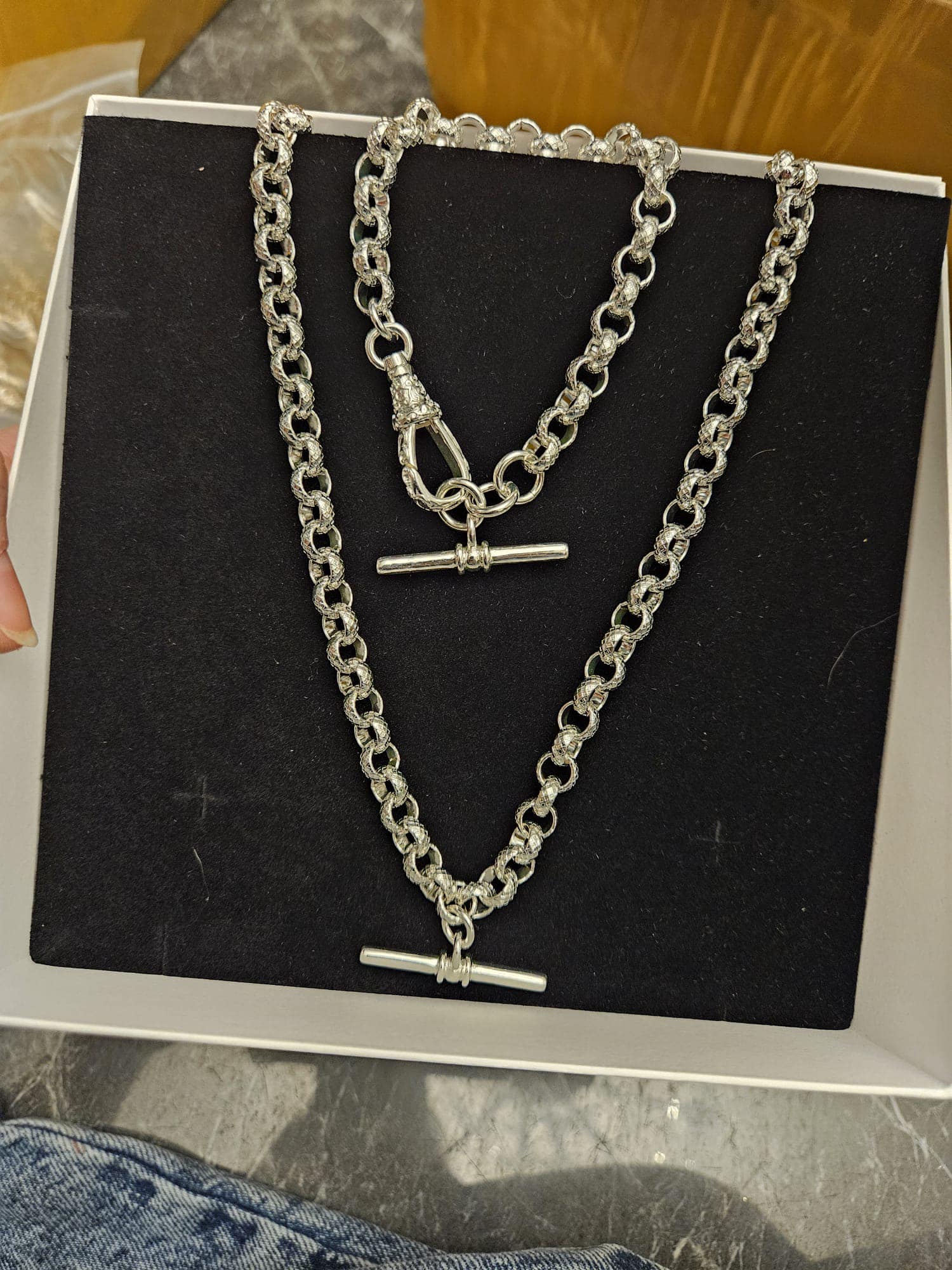 8mm T Bar Belcher Set – Rhodium Plated