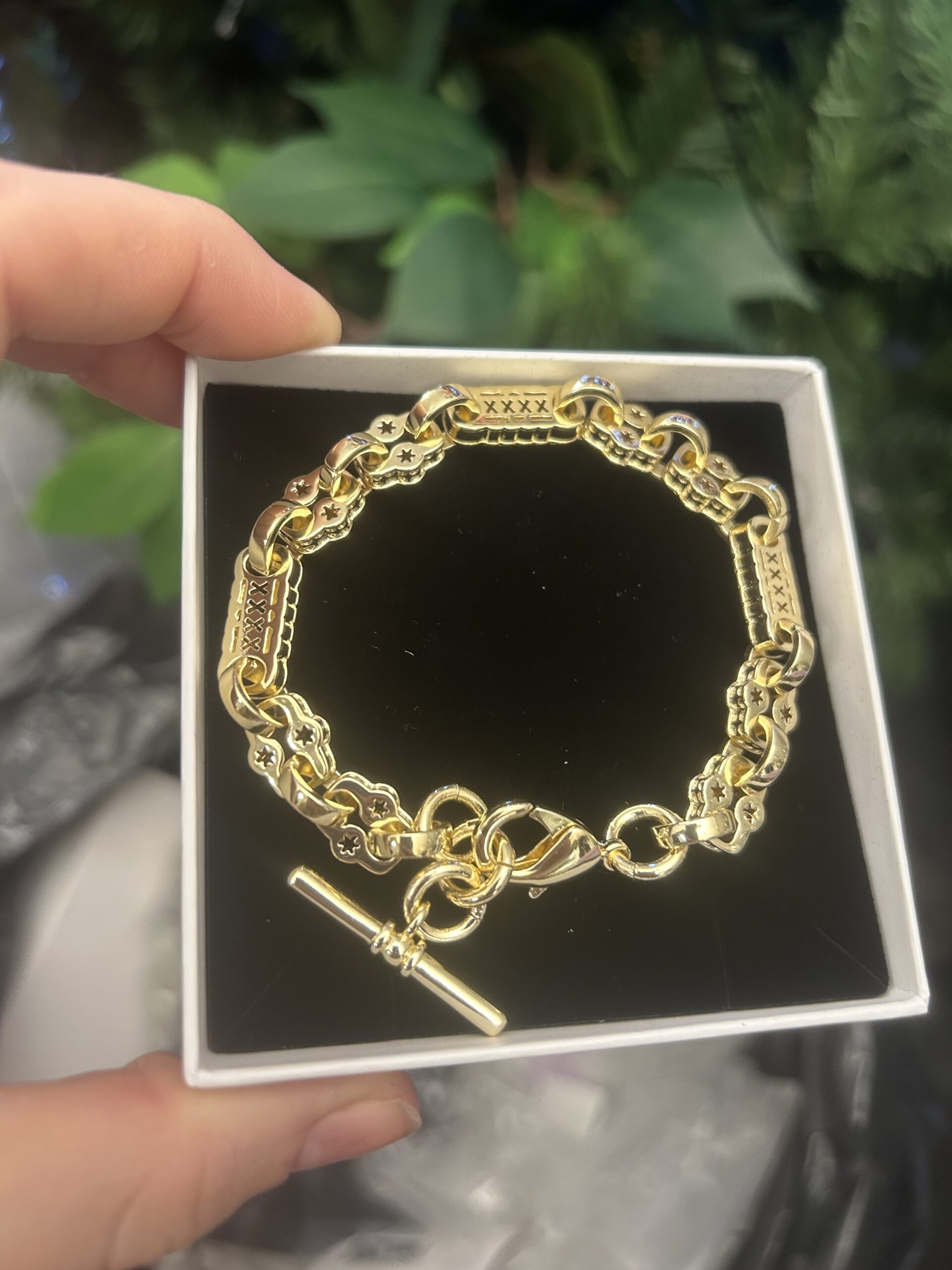 Medium 8mm Premium Gold-Filled Stars and Bars T-Bar Bracelet