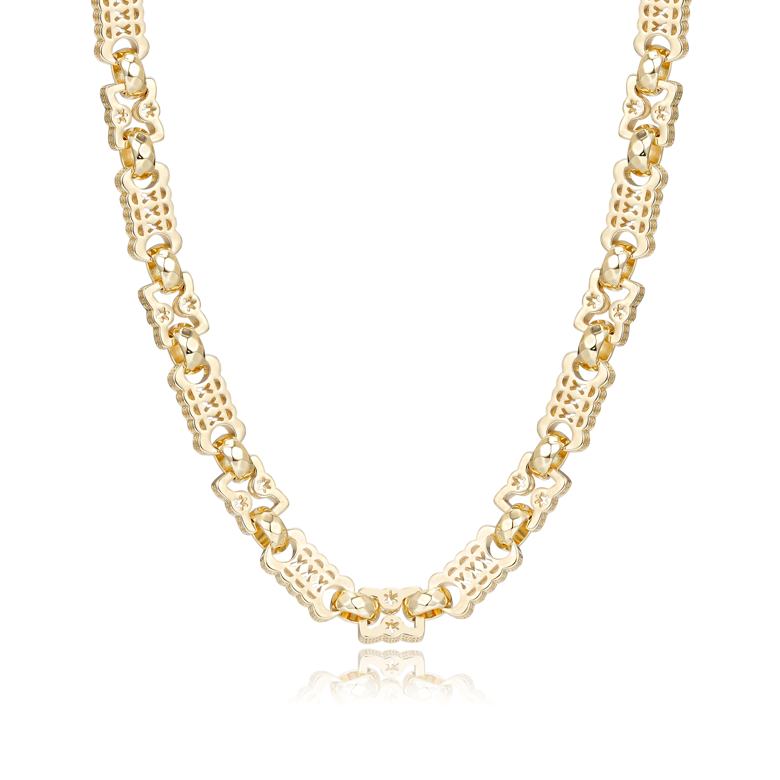 Chunky 12mm Stars and Bars Necklace Premium Gold-Filled