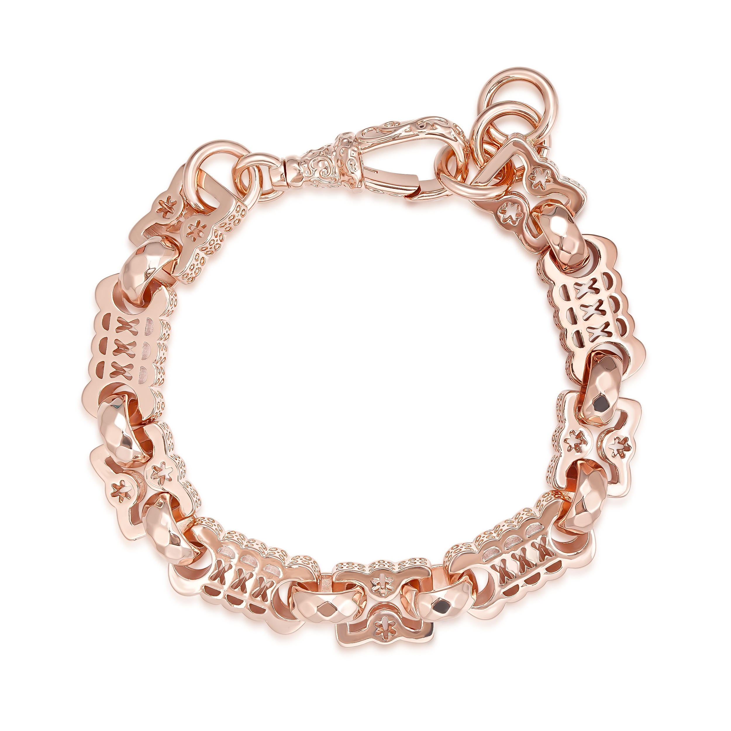 12mm Premium Rose Gold Chunky Stars and Bars Bracelet