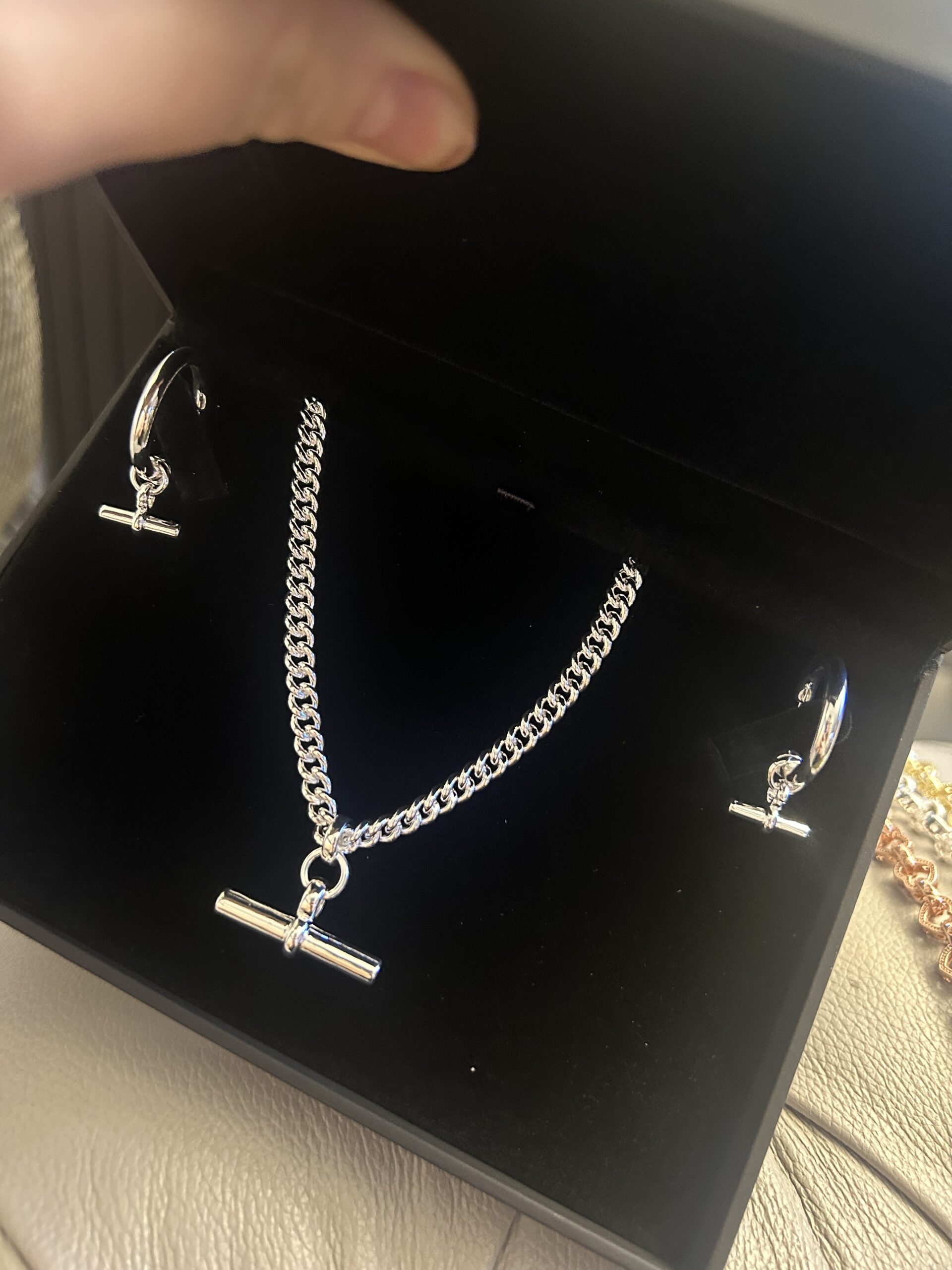 New T-Bar Set – Silver Rhodium-Plated
