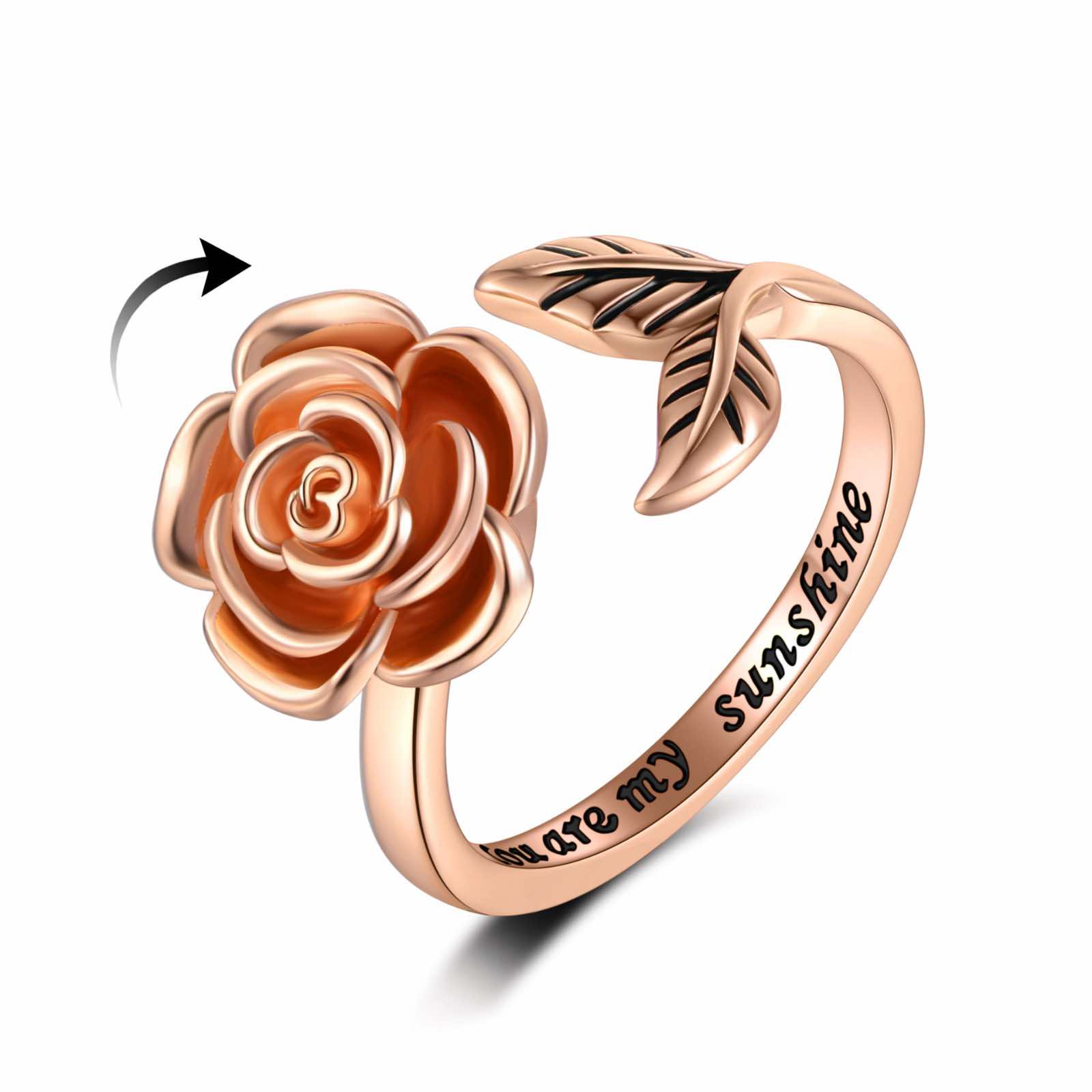 Blooming Rose Spinner Ring – Rose Gold