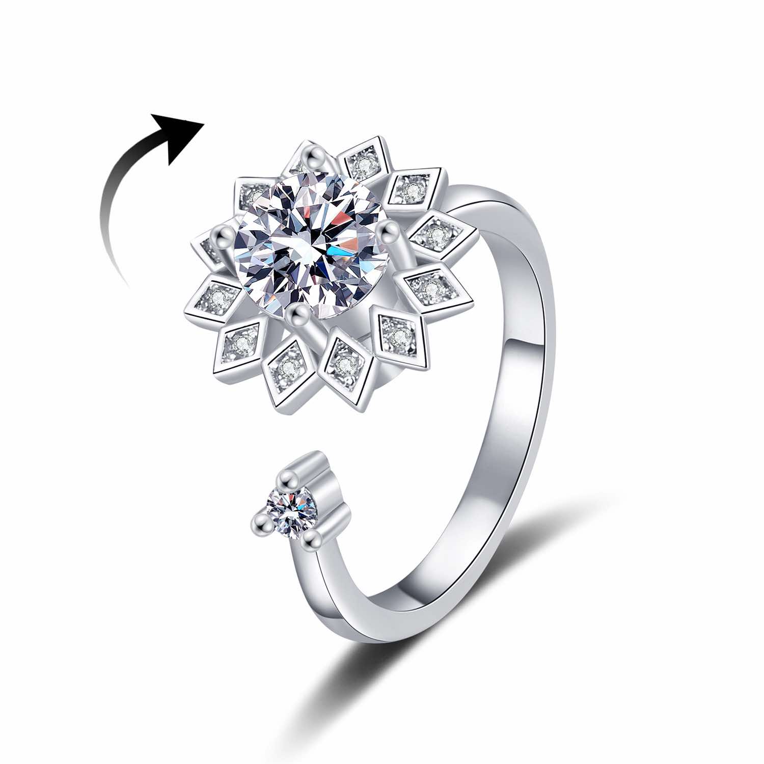 Crystal Starburst Spinner Ring