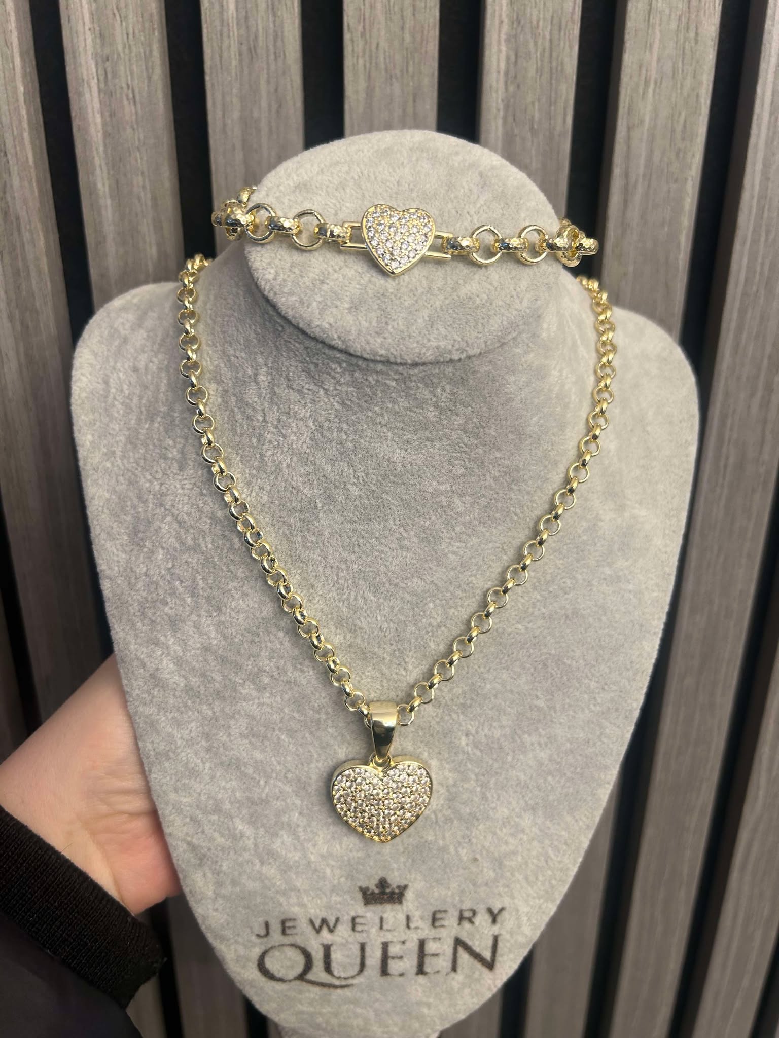Gold-Filled Clear Stone Heart Belcher Set