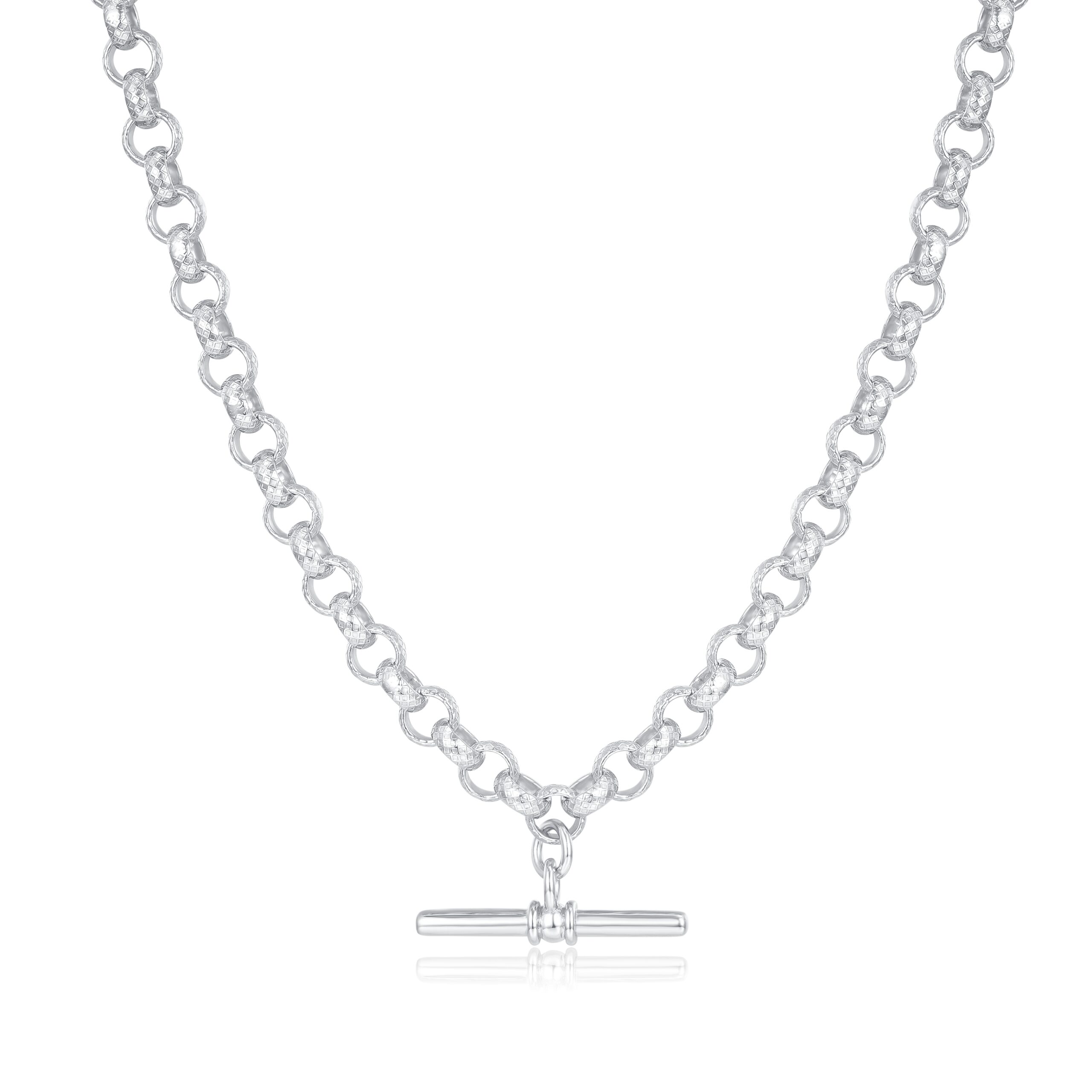8mm T bar Necklace – Rhodium plated