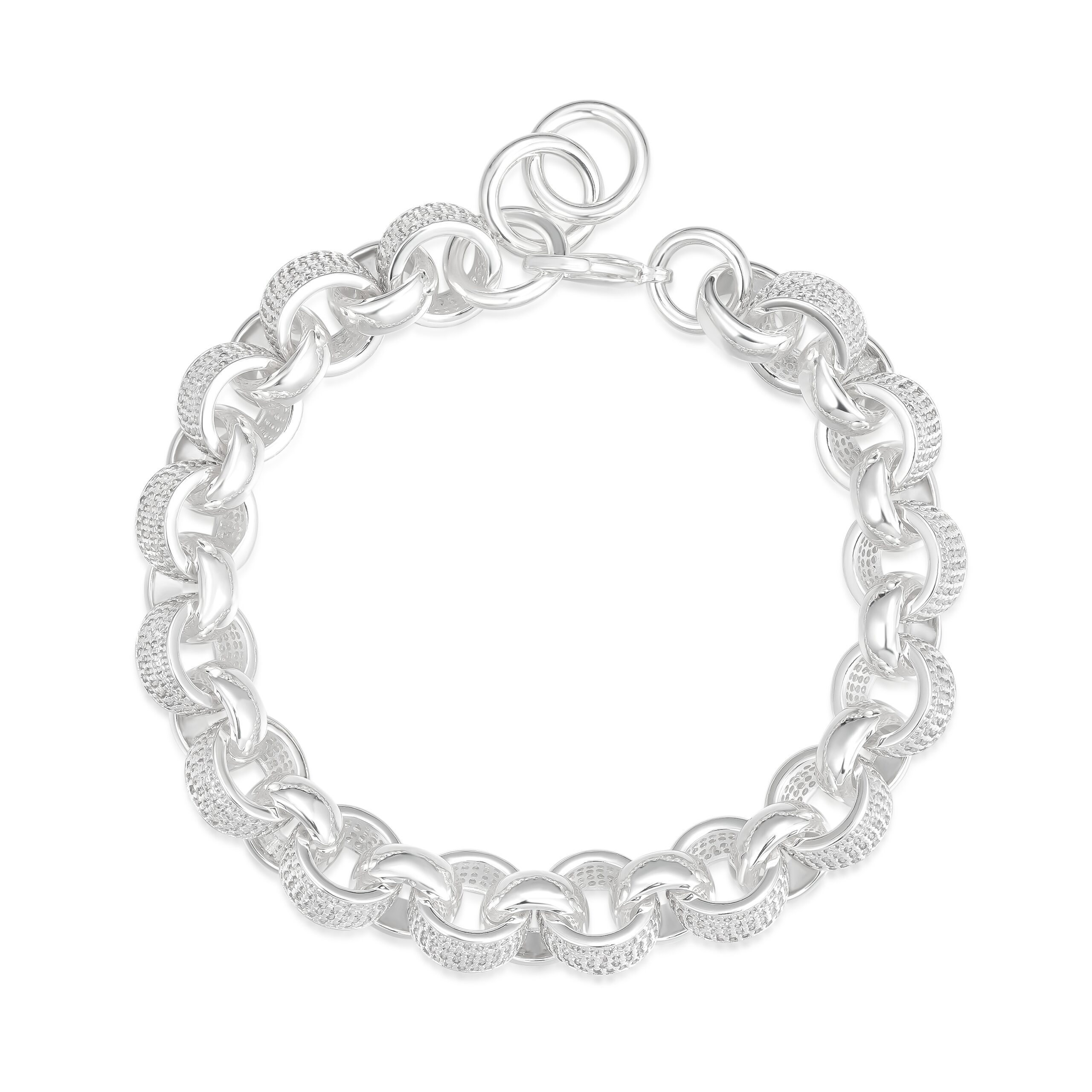 12mm Iced-Out Silver Belcher Bracelet – Rhodium Plated
