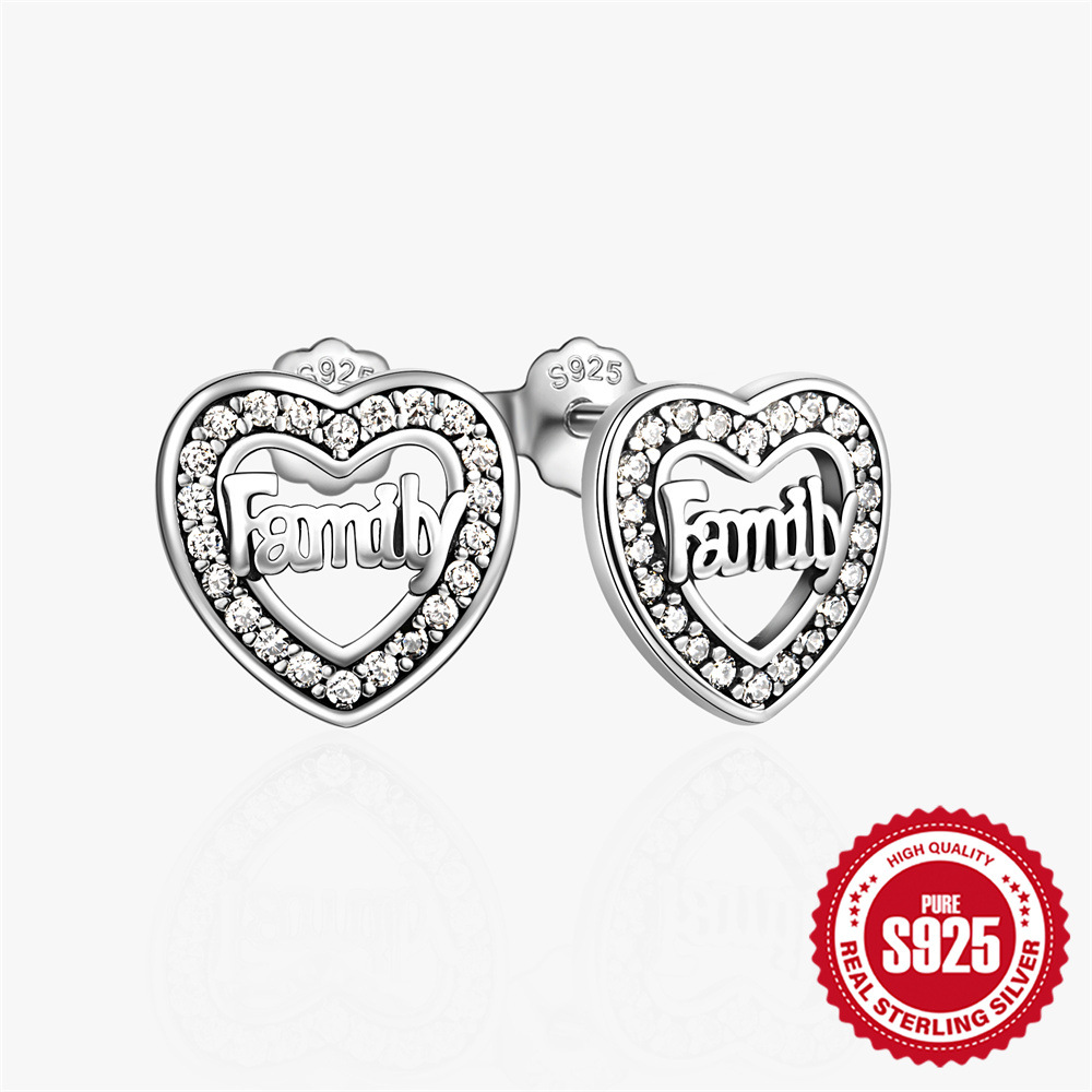 Family stud earrings sterling silver