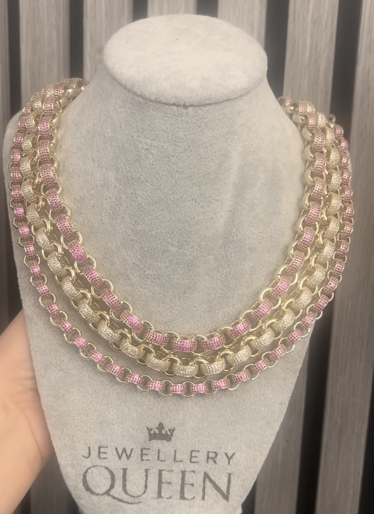12mm Pink iced out set