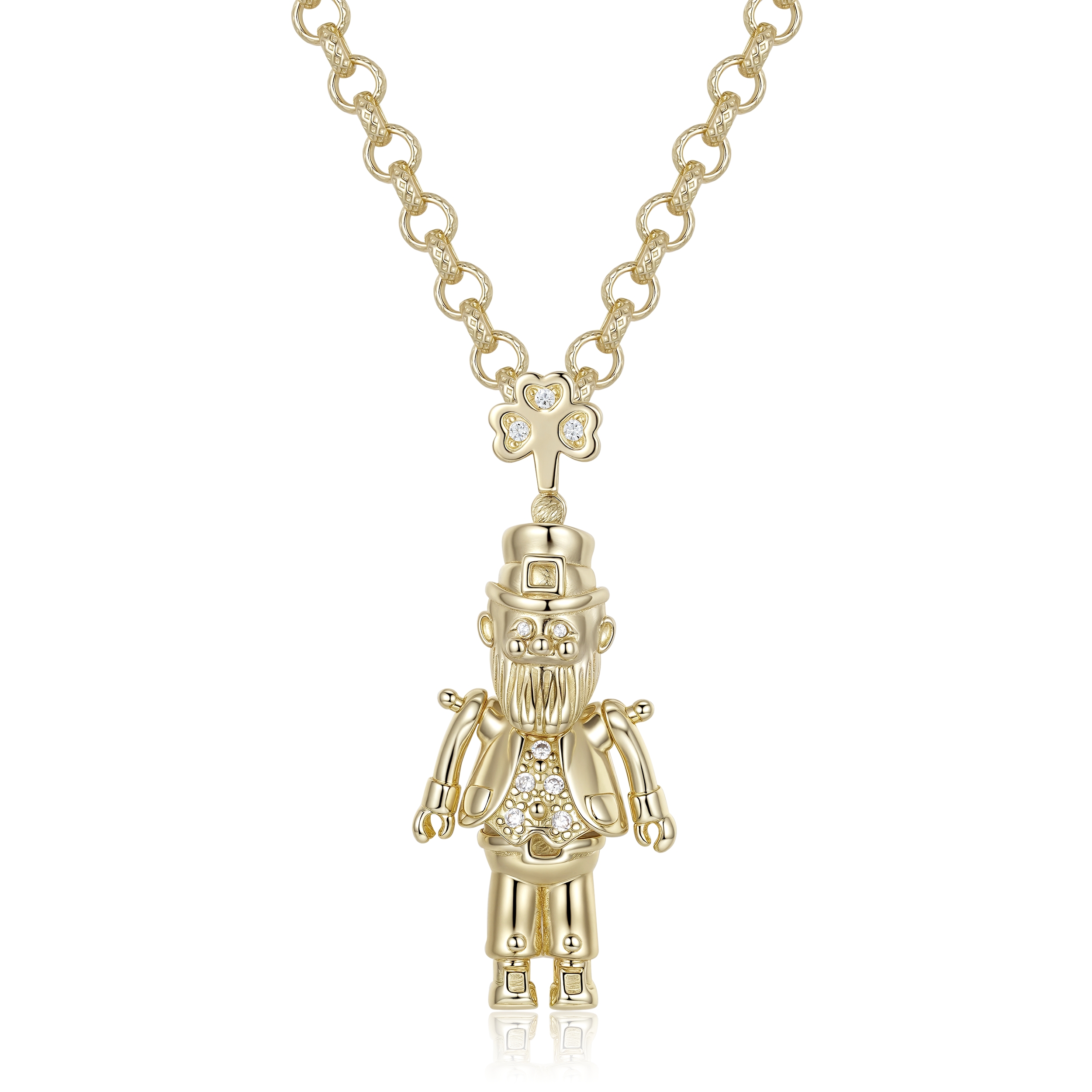 Leprechaun Pendant with 4mm belcher chain
