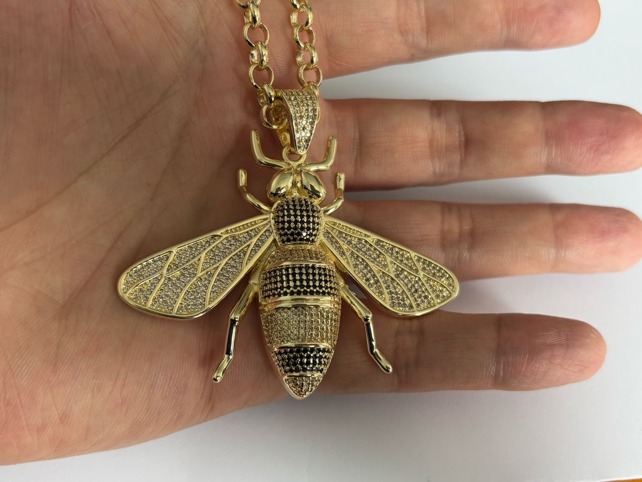 large Bee Pendant and 5mm chain 9ct gold filled
