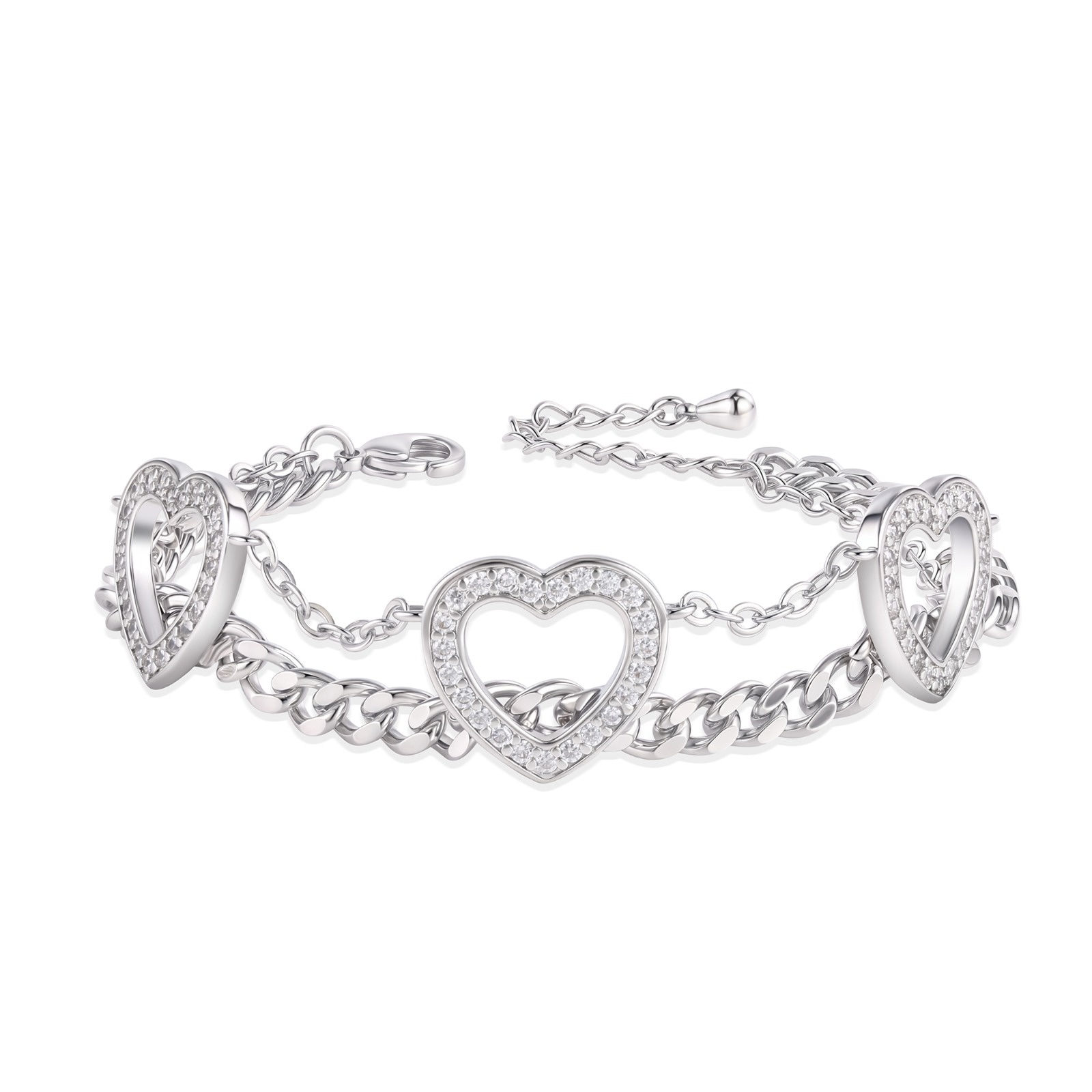 large heart iced curb bracelet