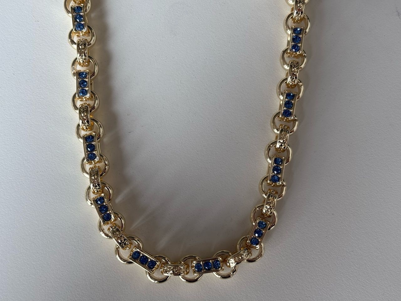 blue 3 stone gypsy belcher necklace – premium 9ct gold filled