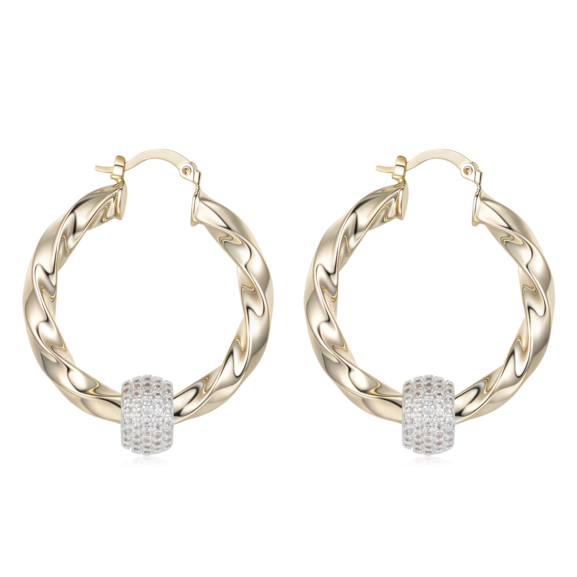New Premium Twisted Ball Hoops – 35mm – Gold Filled