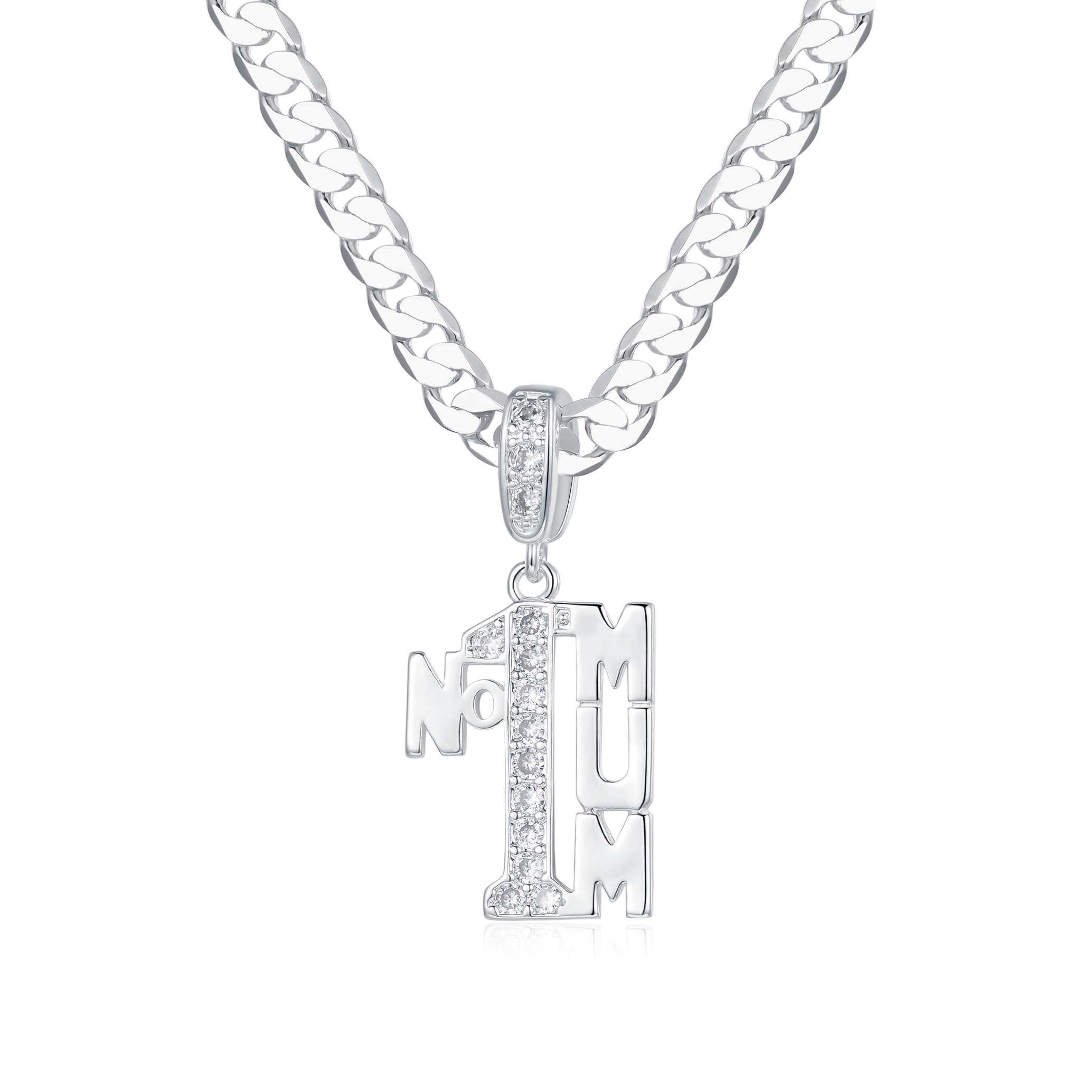 Number 1 Mum Pendant – Rhodium Plated