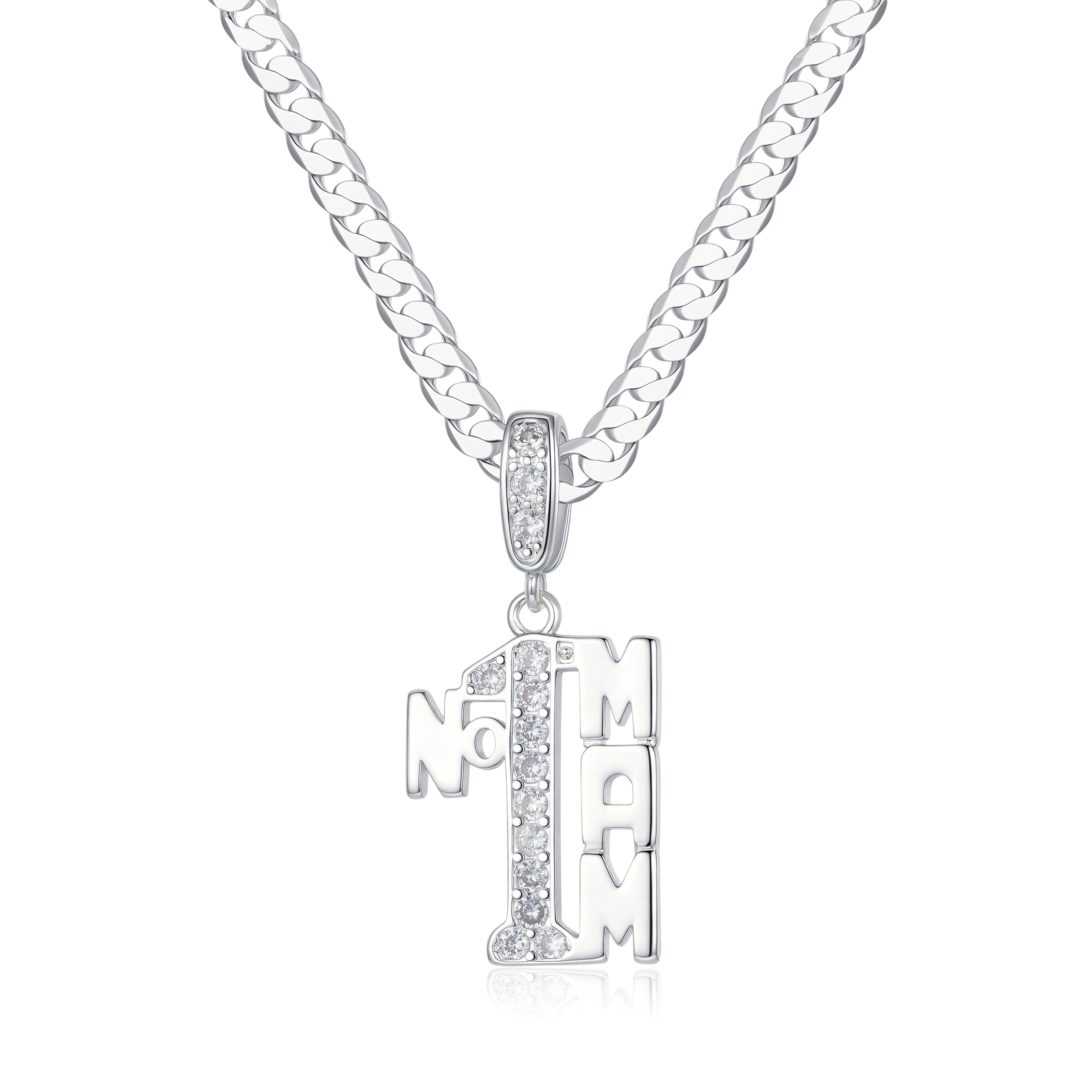 Number 1 Mam Pendant – Rhodium plated