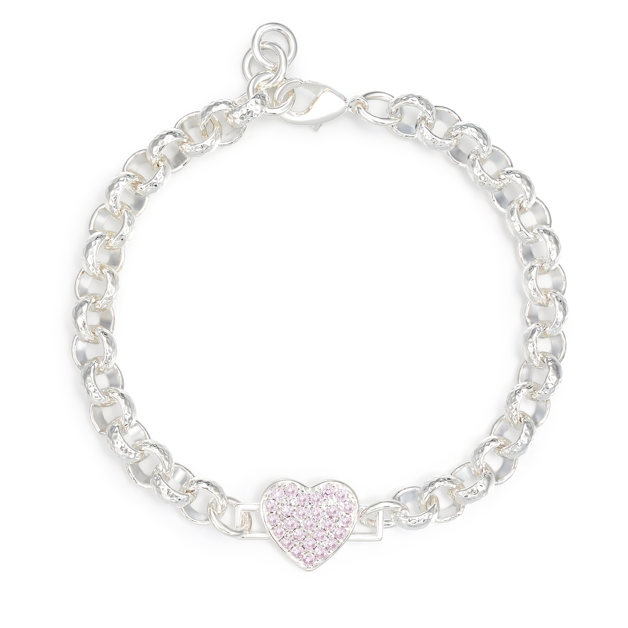 Pink Stone 8mm Heart Belcher Bracelet