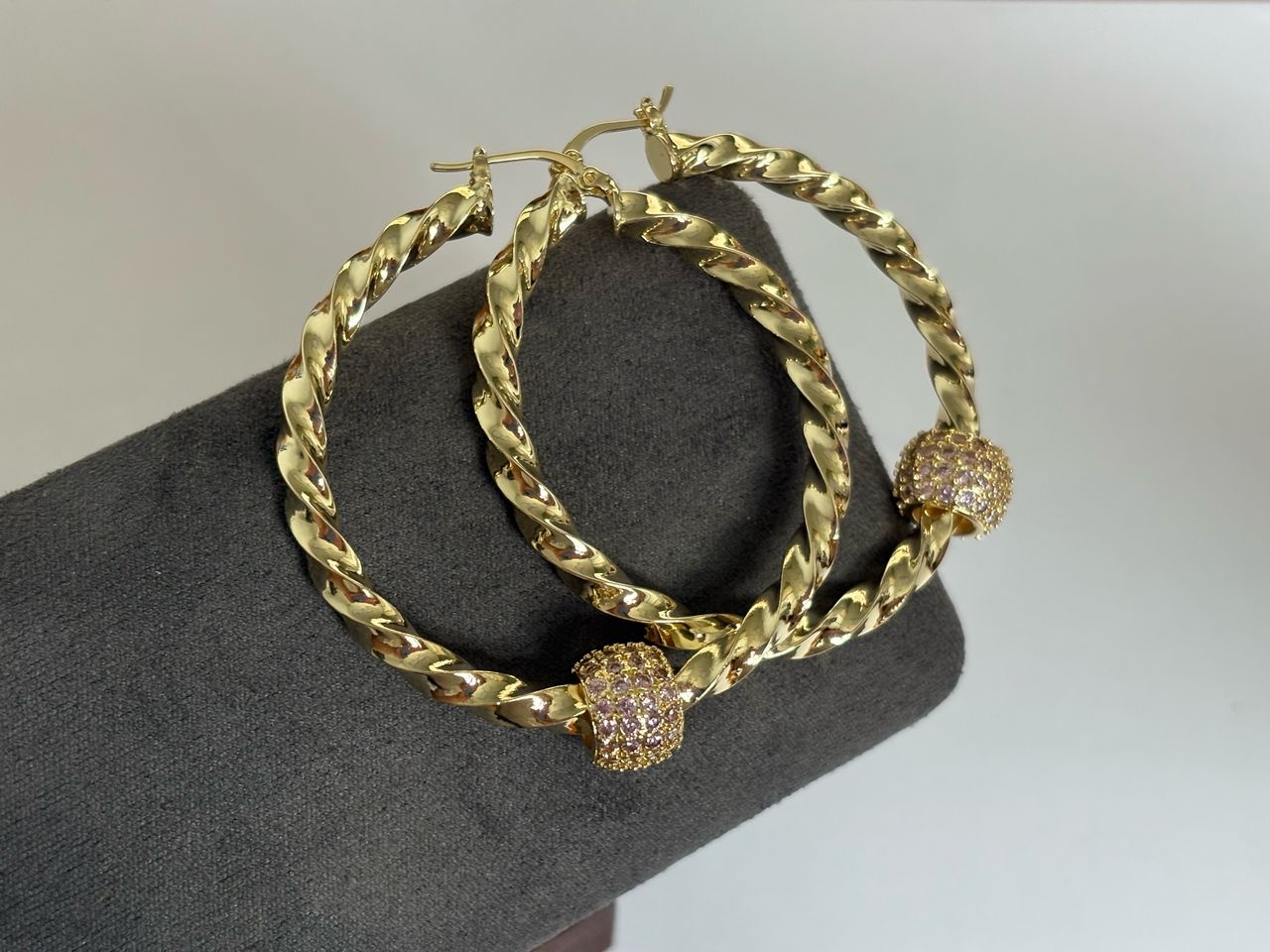 55mm premium pink ball hoops 9ct gold filled