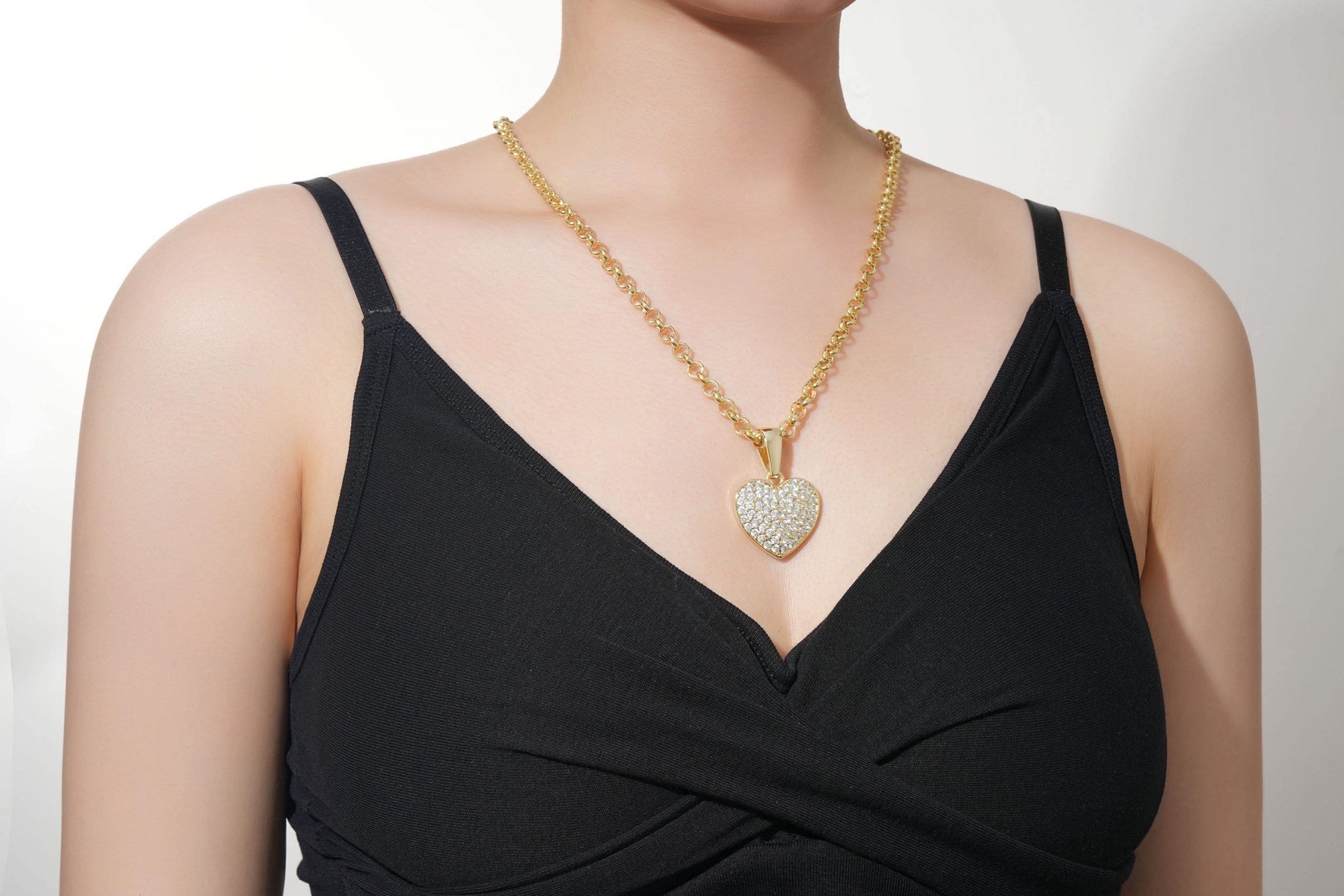 gold filled heart belcher necklace