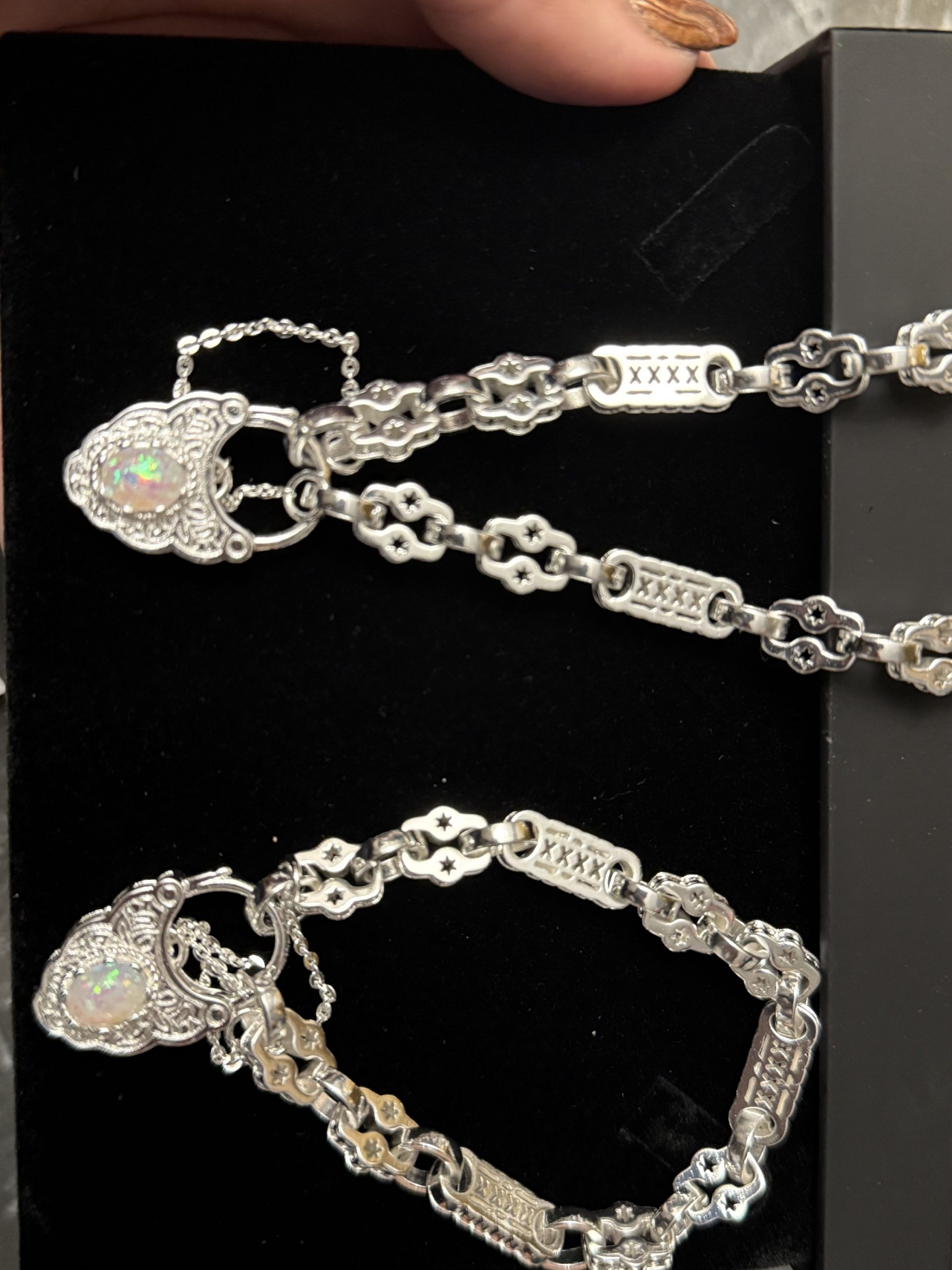 opal style lock stars and bars set silver rhodium plated