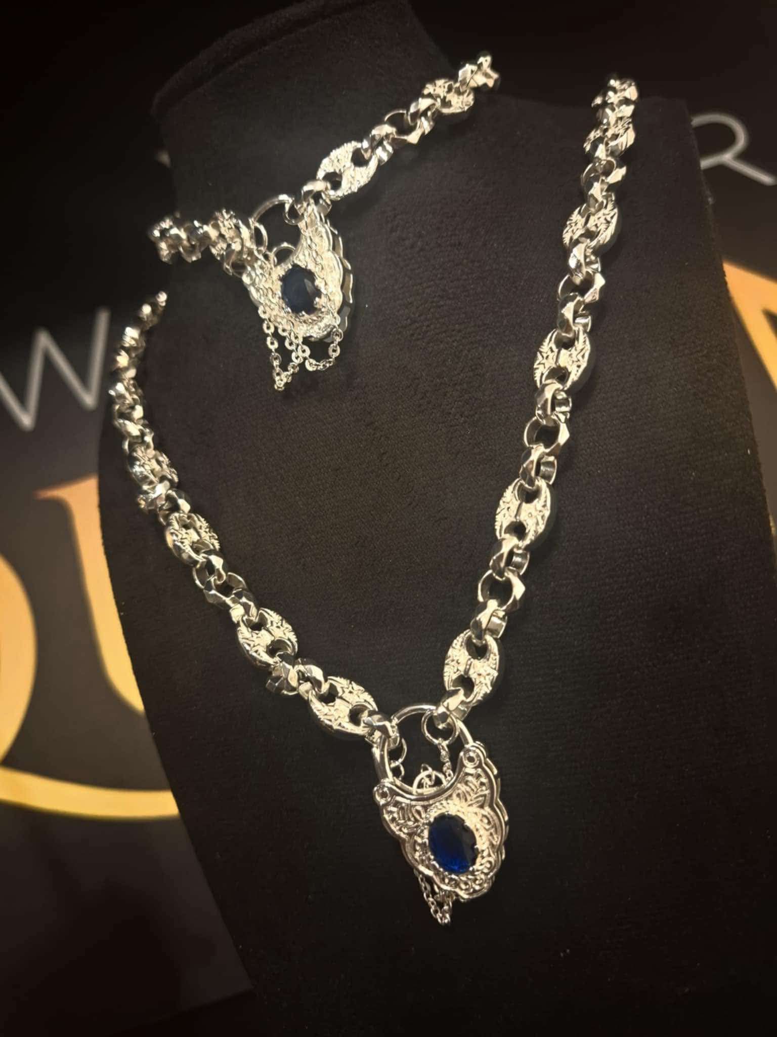 New Petite Button Bracelet With Sapphire Blue Stone – Rhodium Plated