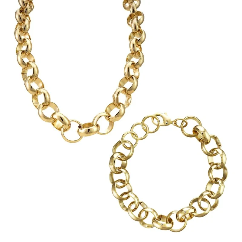 16mm Premium Smooth Link Belcher Set – 24-Inch Necklace & Adjustable Bracelet